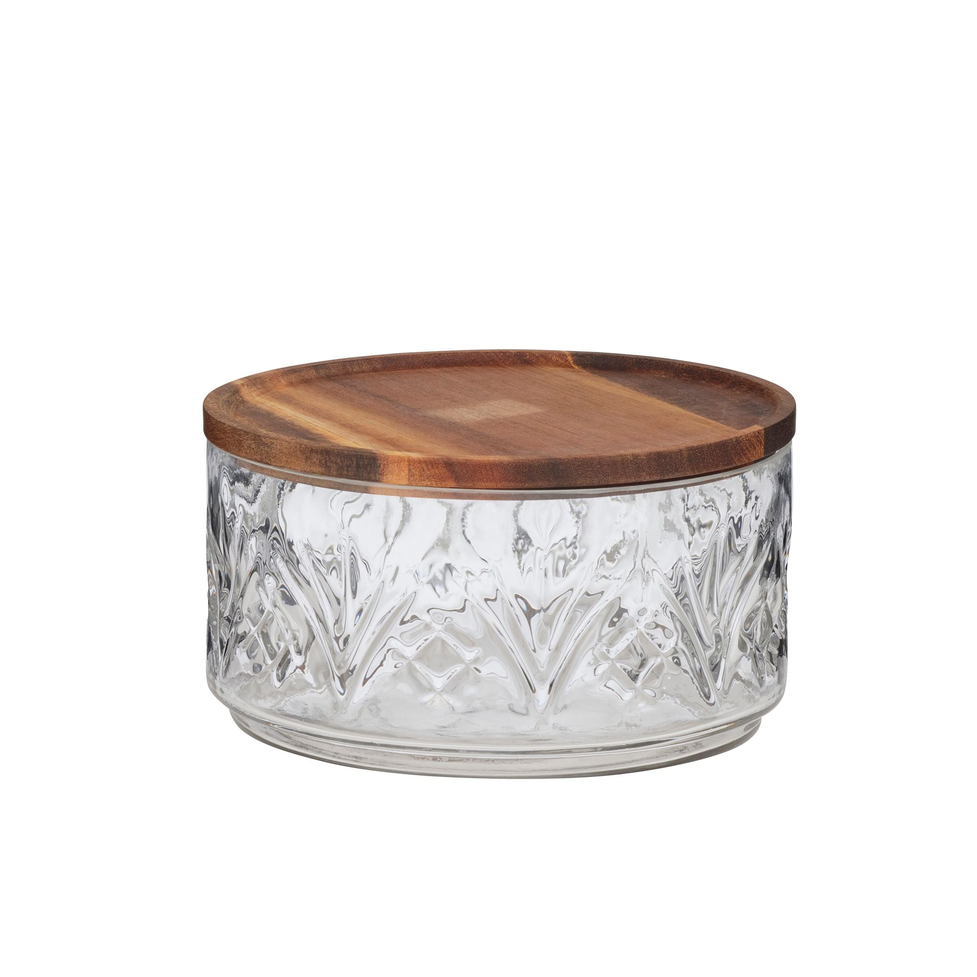 Assemble Aleah Glass/Wood Bowl with Lid 20x11cm