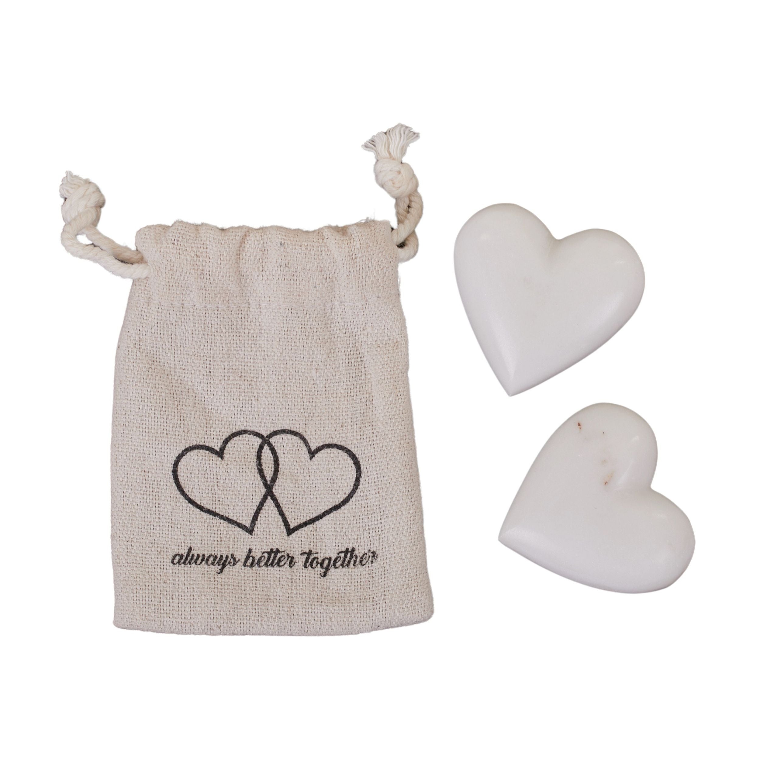 Coast To Coast You & Me Set of 2 Marble Hearts White