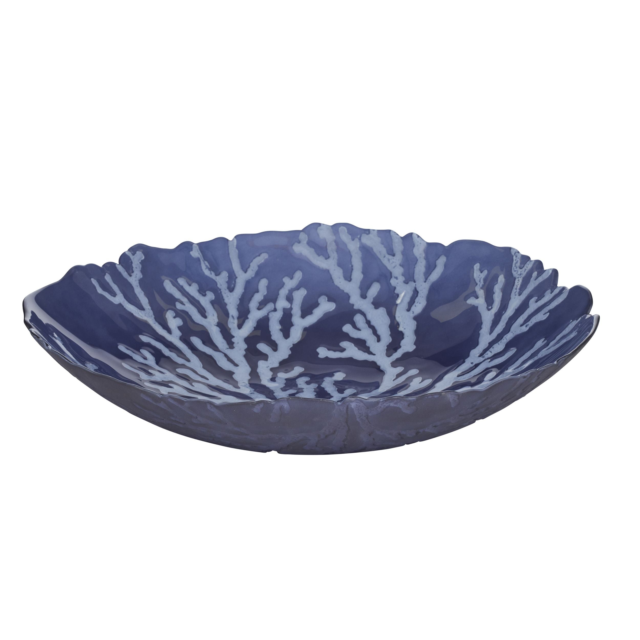 Coast To Coast Atoll Glass Bowl 33x7cm Navy/White