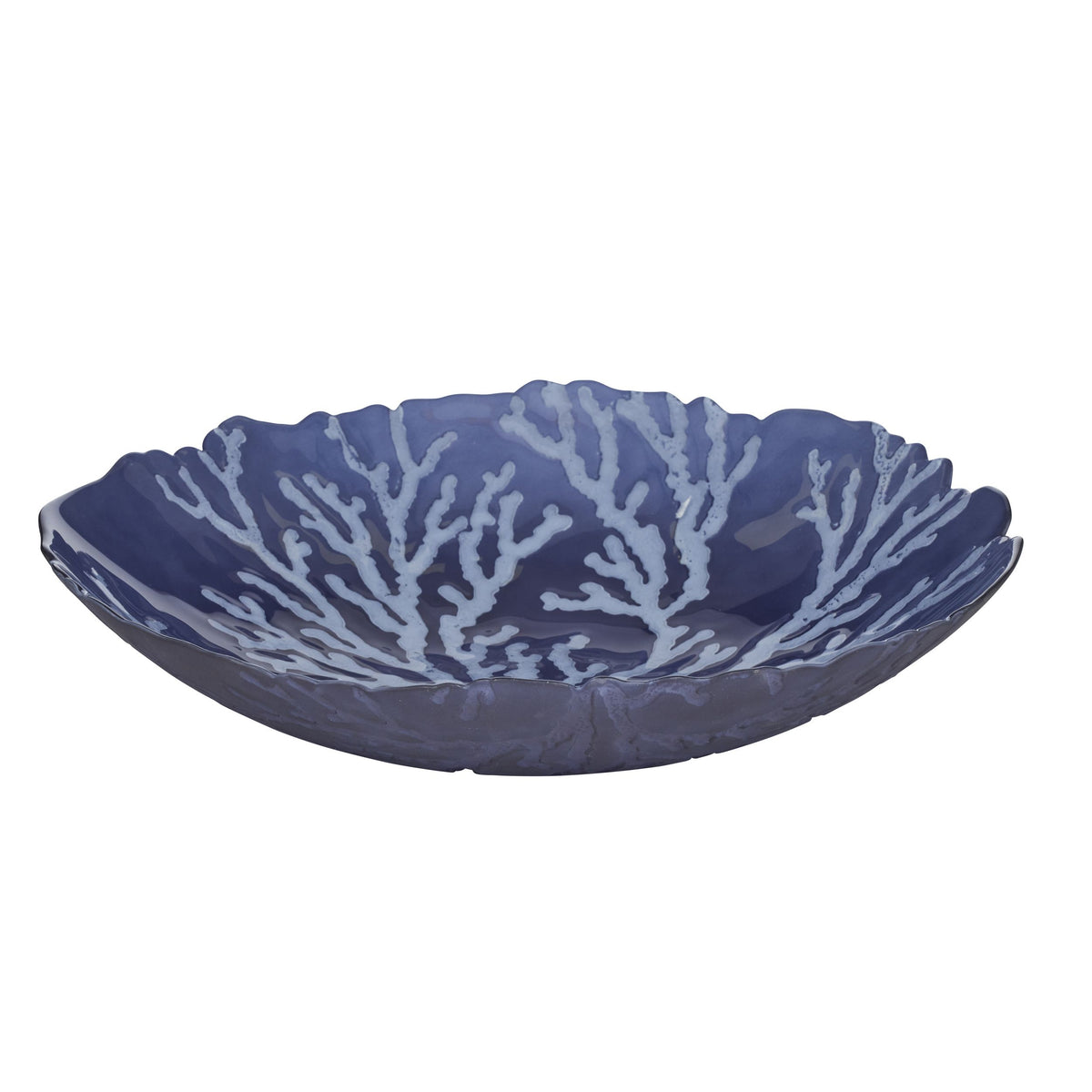 Coast To Coast Atoll Glass Bowl 33x7cm Navy/White