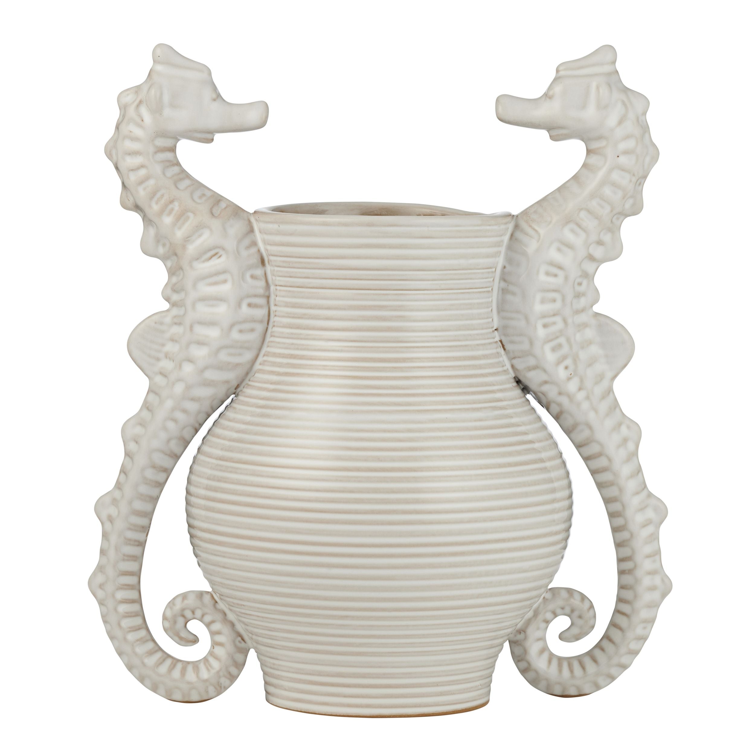 Coast To Coast Seahorse Ceramic Vase White