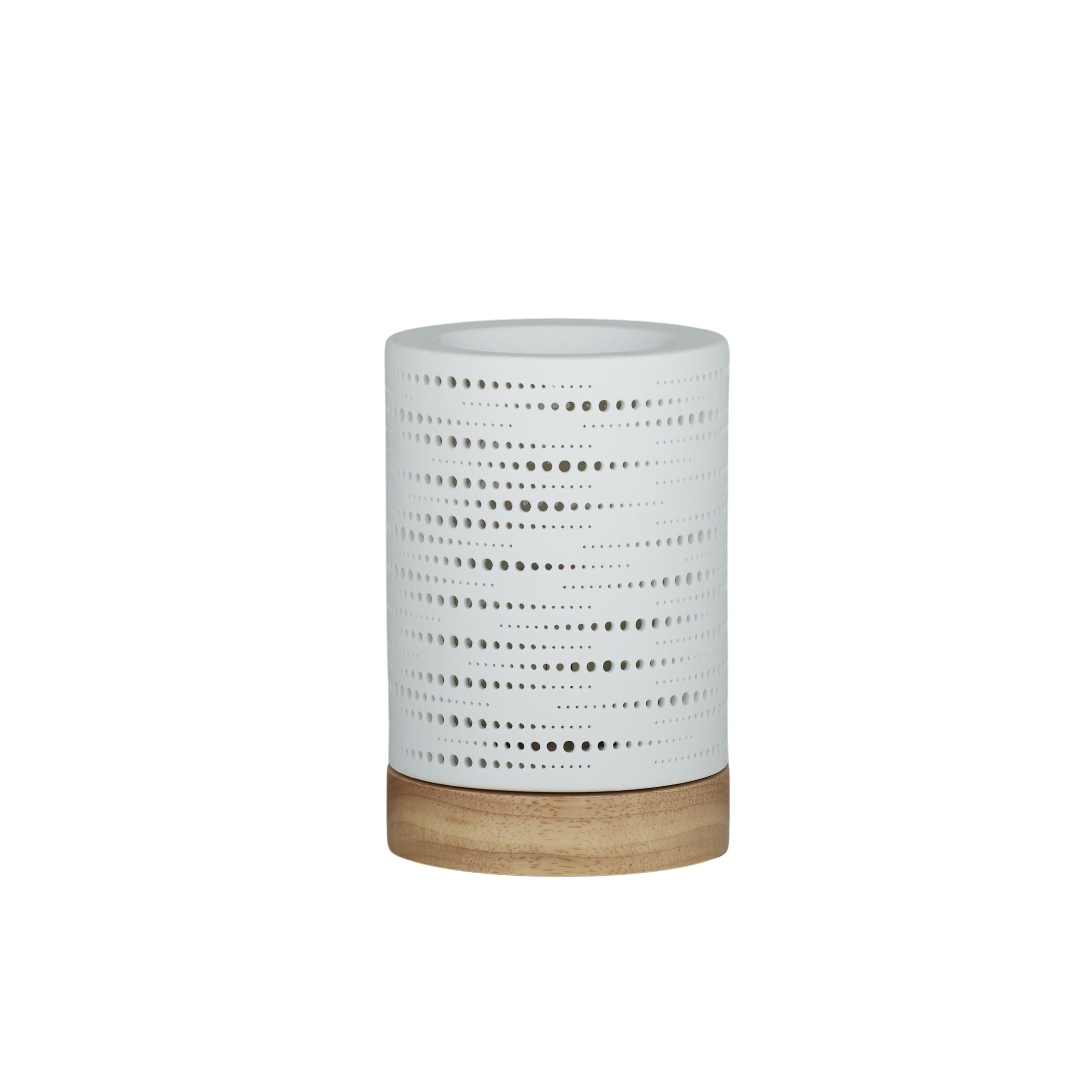 Elemental Sole Porcelain/Wood Oil Lamp White