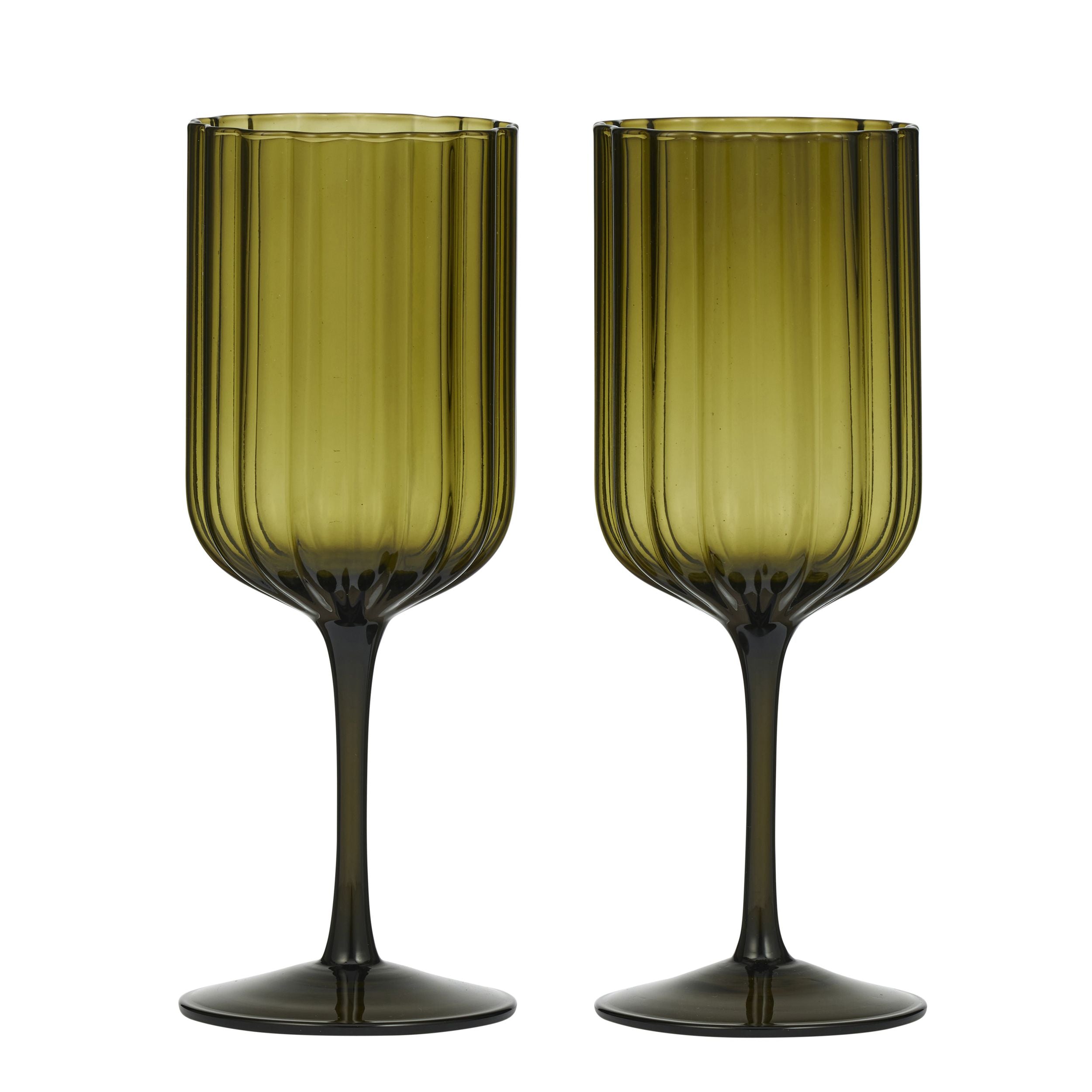 Assemble Hazel Set of 2 Wine Glass Olive