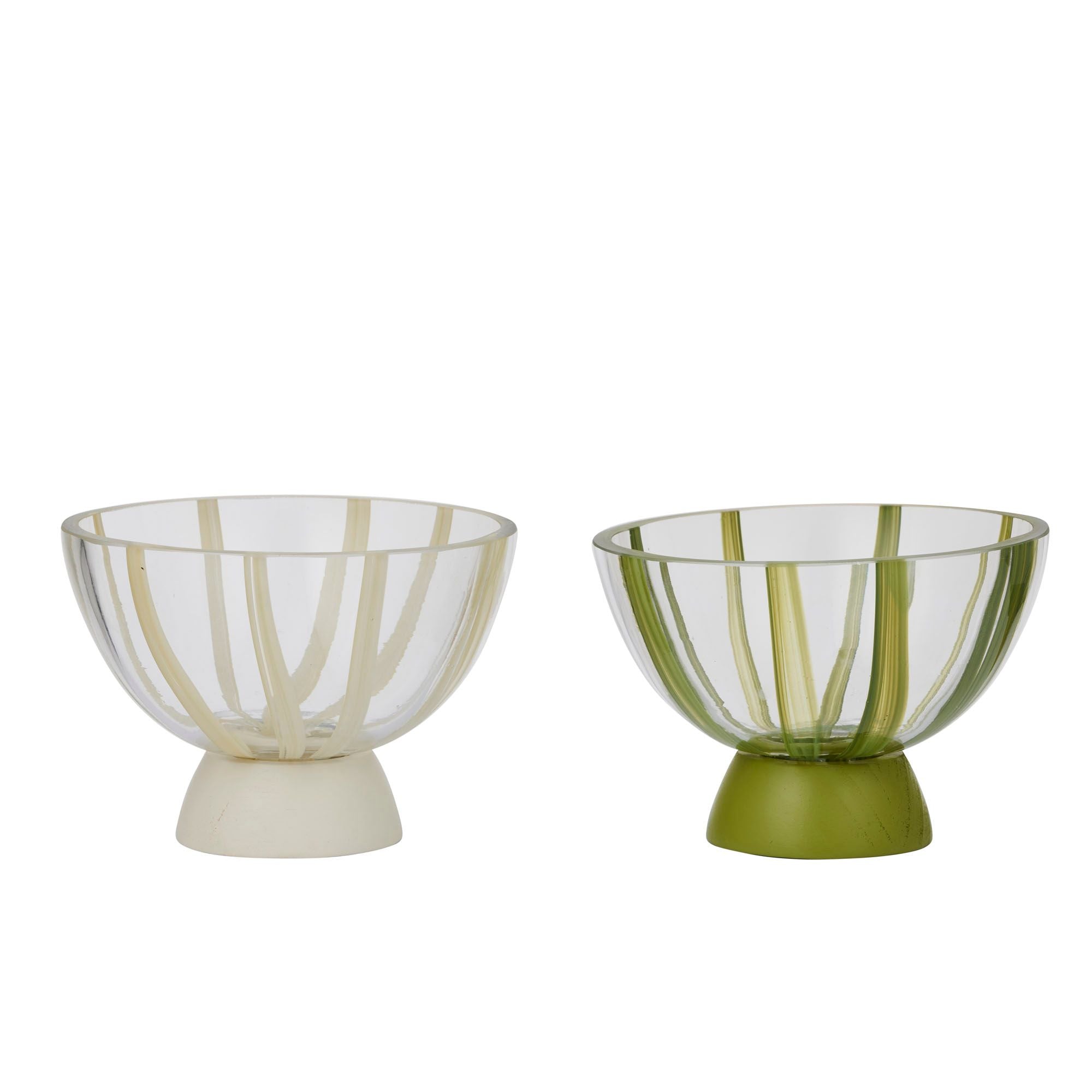 Assemble Raya Glass/Wood Foot Bowl 2 Assorted