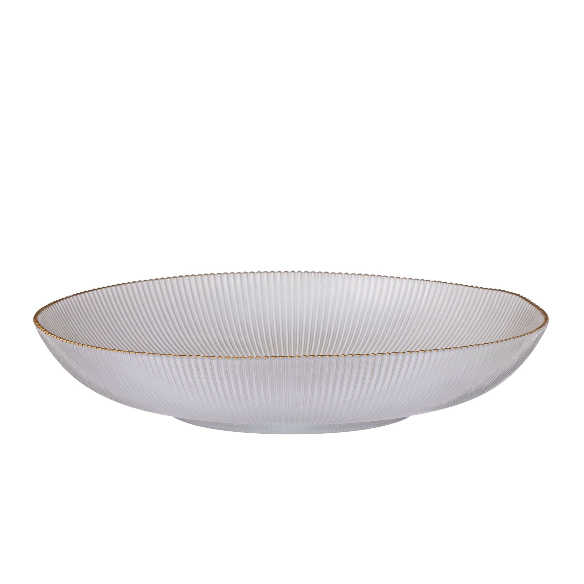 Assemble Grace Glass Rib Bowl 32.5x7cm Clear/Gold