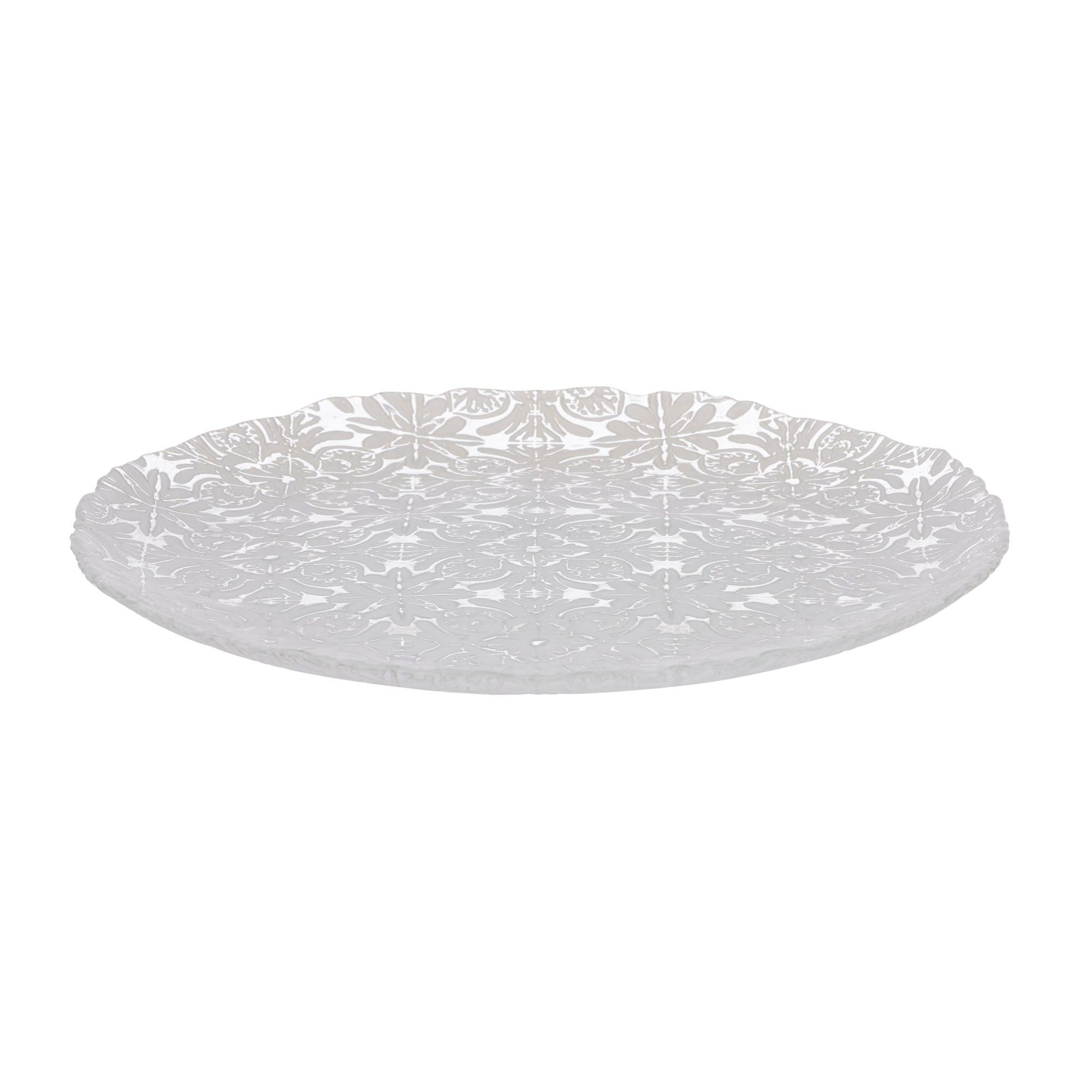 Coast To Coast Aveiro Glass Platter Clear/White