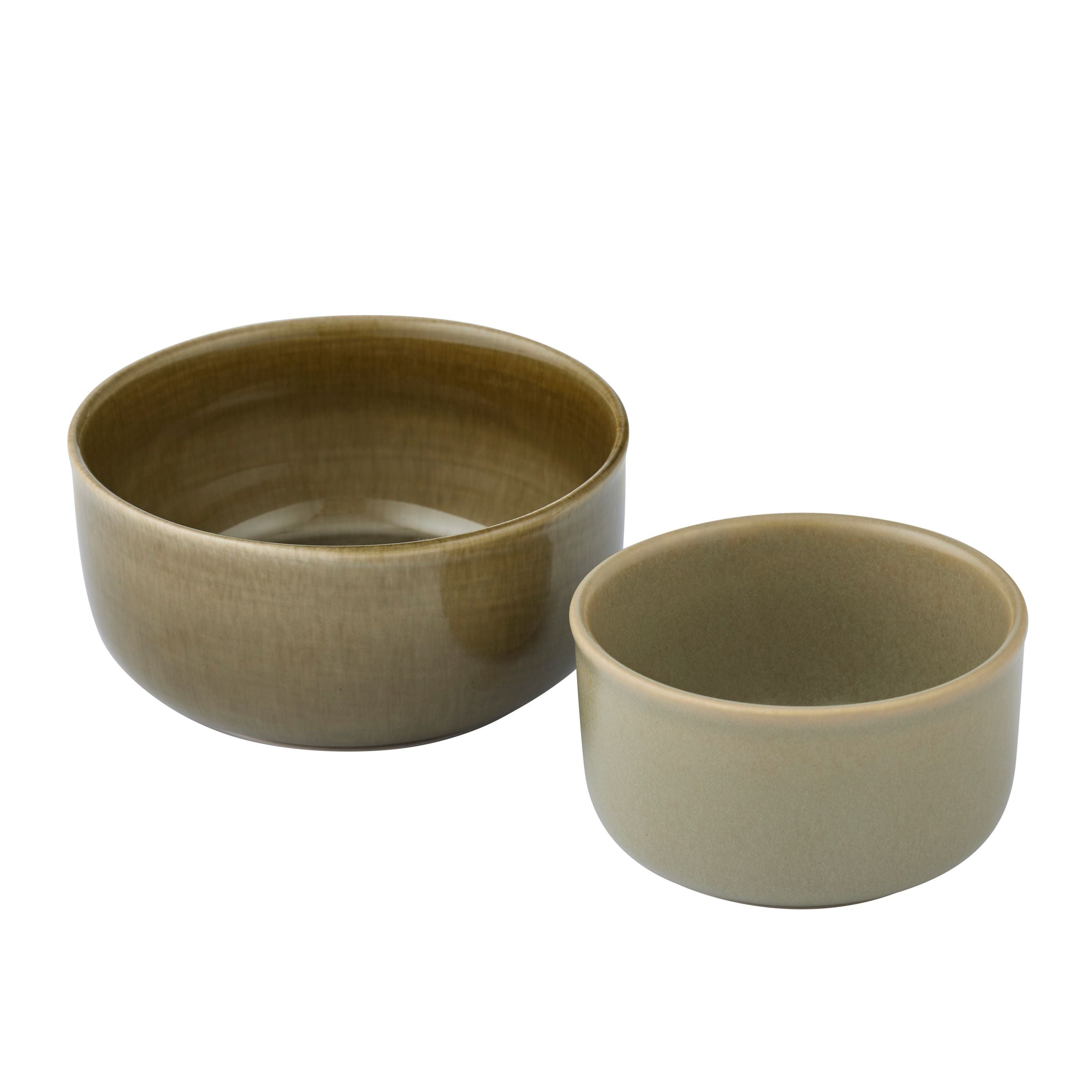 Assemble Calice 2pc Ceramic Bowl Set Olive