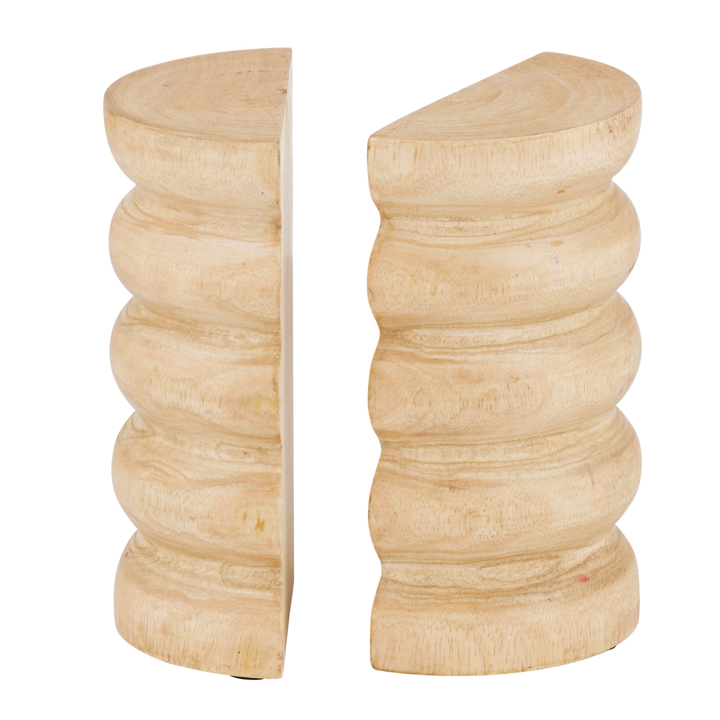 Coast To Coast Ripple Wood Bookends Natural