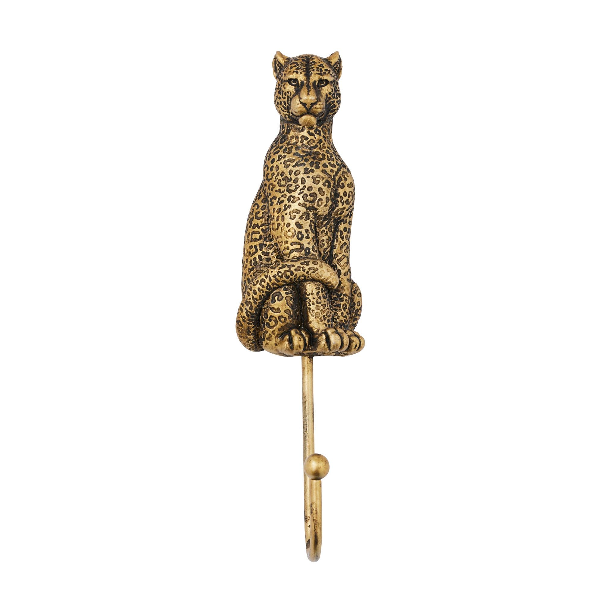 Coast To Coast Leo Leopard Resin Wall Hook Gold