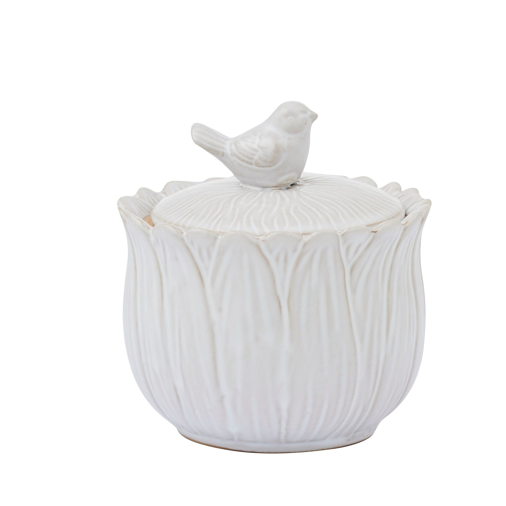 Coast To Coast Bird on a Ceramic Jar White