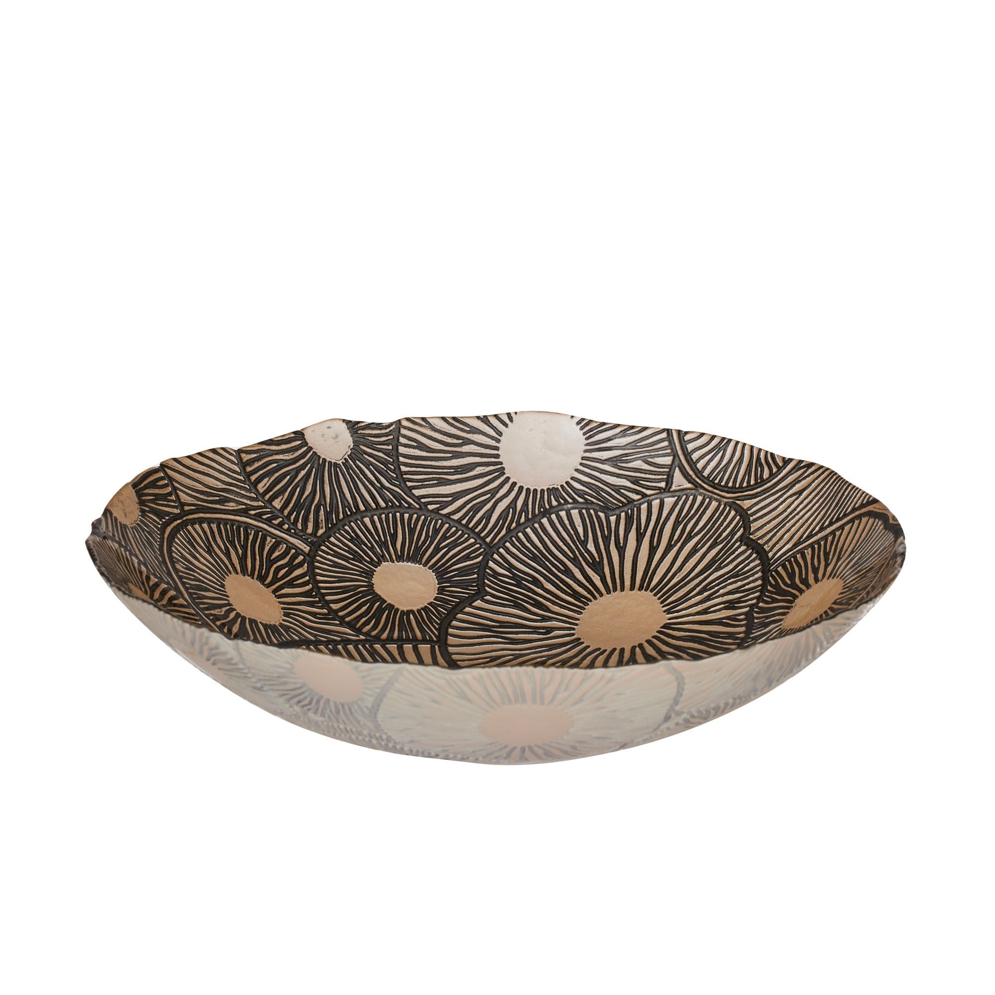 Coast To Coast Malmo Glass Bowl 33x8cm Ivory/Black