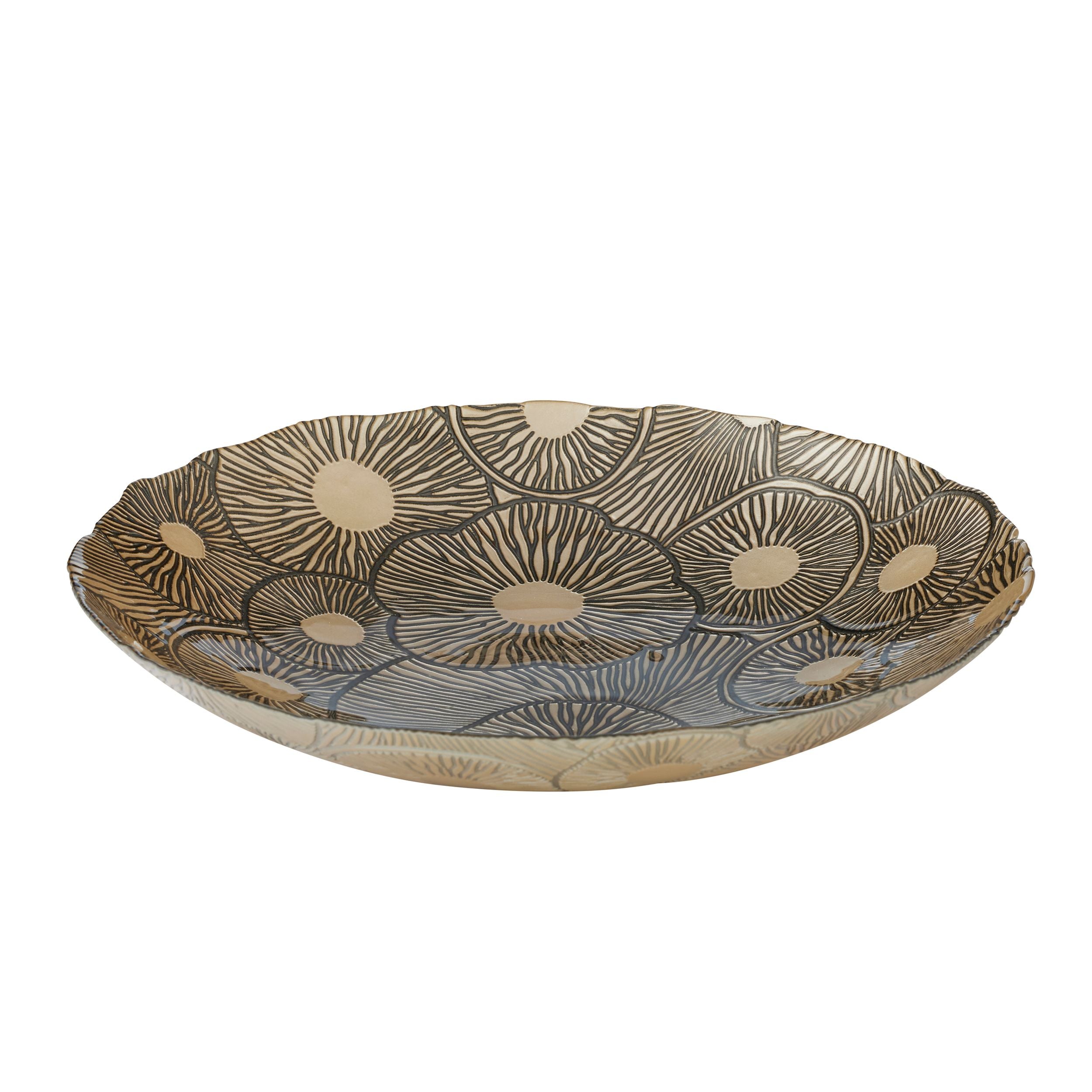 Coast To Coast Malmo Glass Bowl 40x7cm Ivory/Black