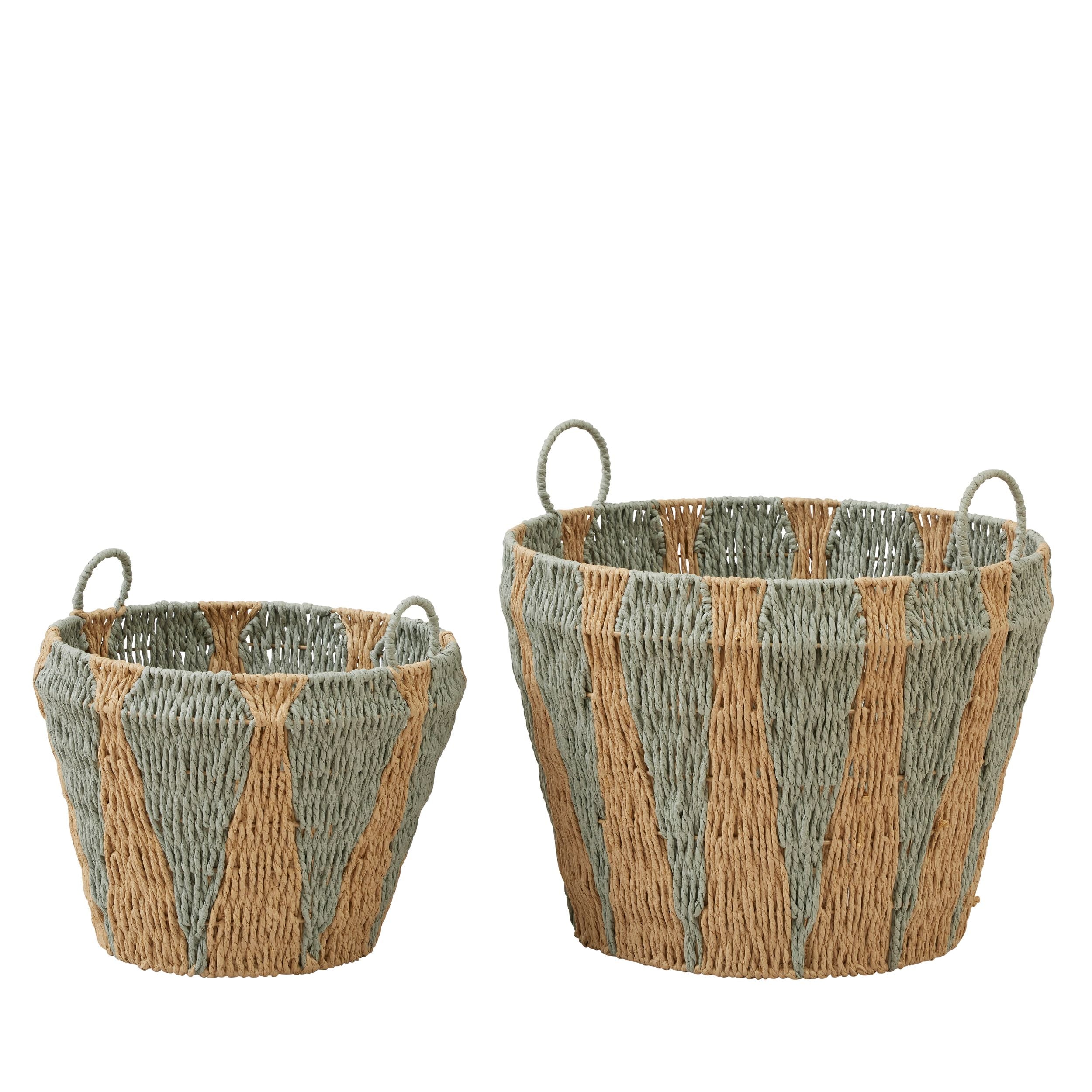 Coast To Coast Donata Set of 2 Woven Basket Blue/Natural