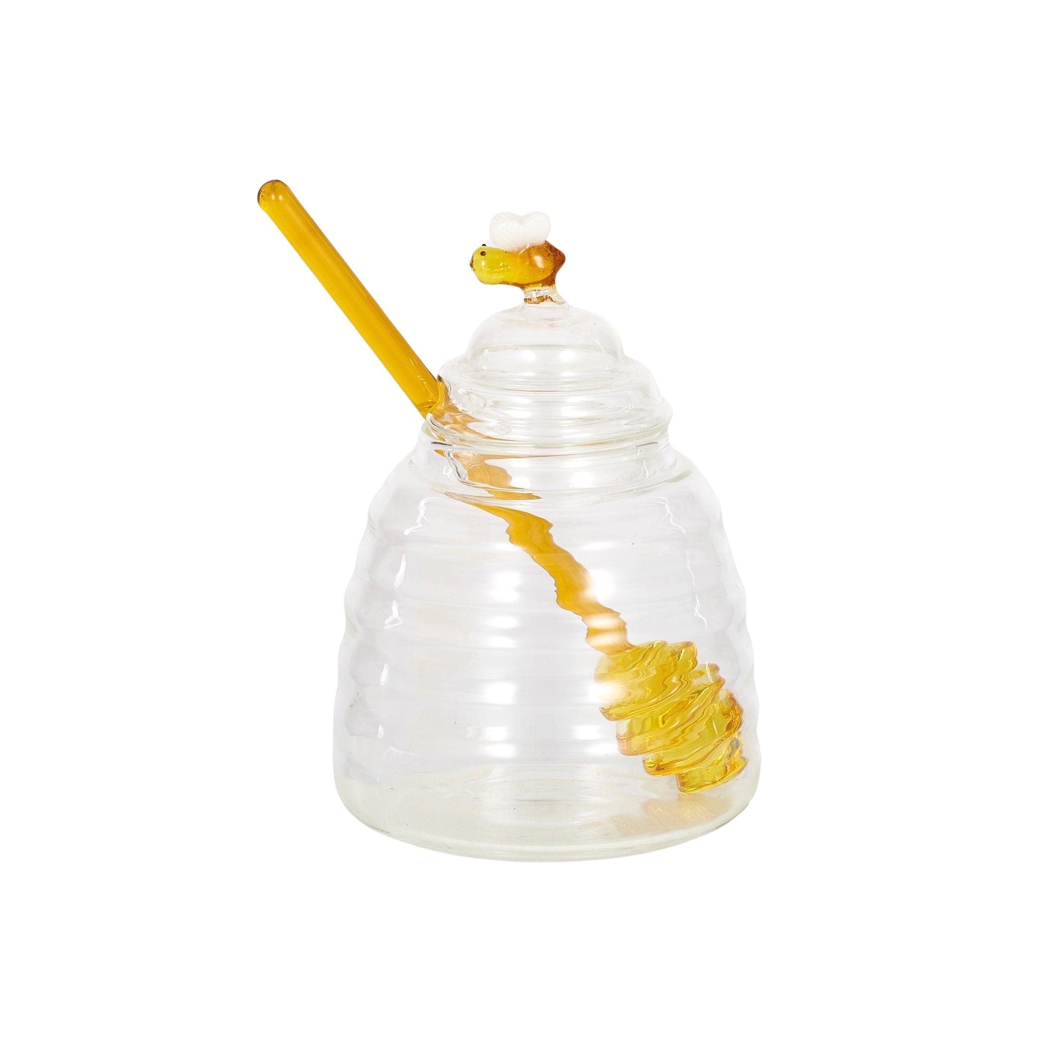 Assemble Hive Glass Honey Pot W Dipper