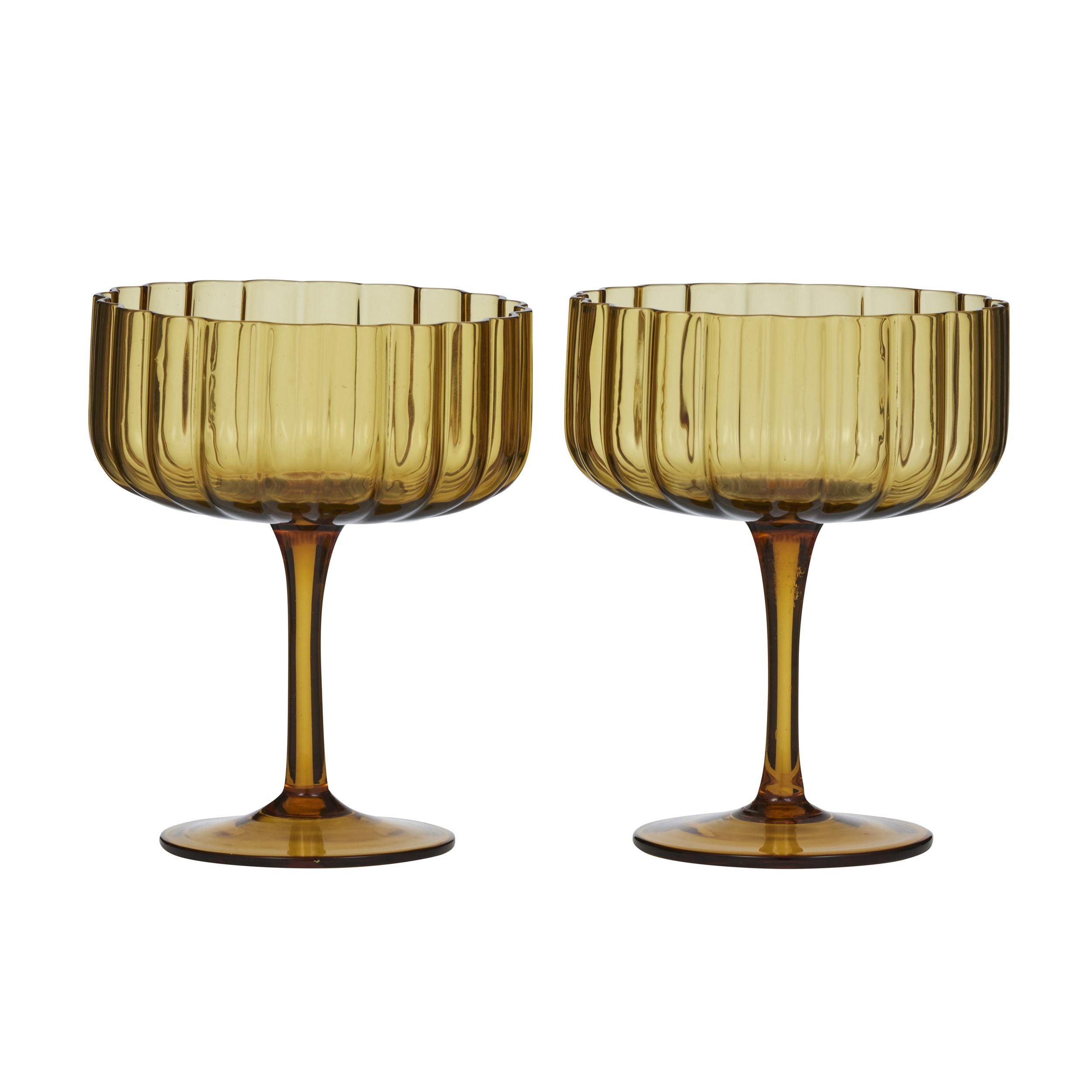 Assemble Hazel Set of 2 Glass Coupe 350ml Amber