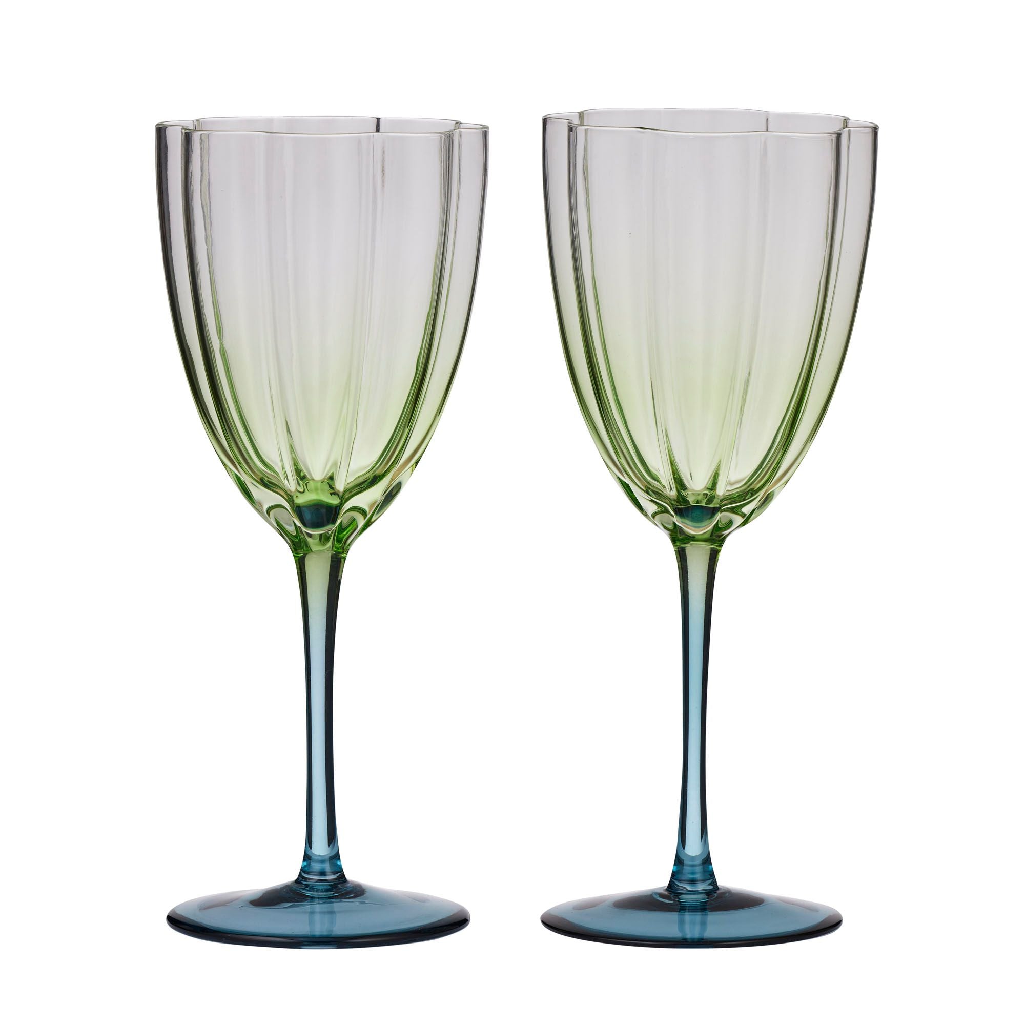 Assemble Lotti Set of 2 Tulip Wine Glass Gn/Bl