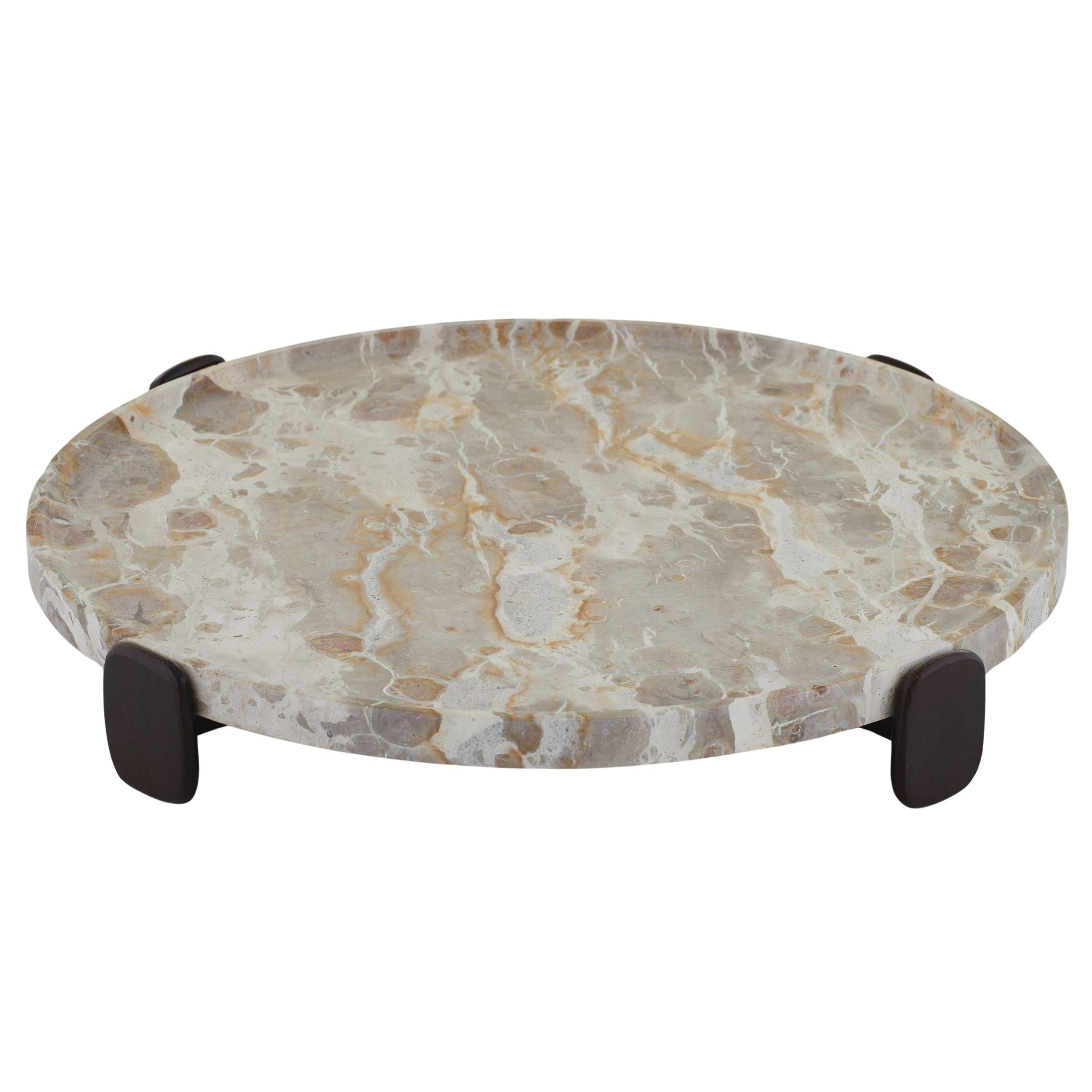 Assemble Xena Marble/Wood Footed Tray Taup