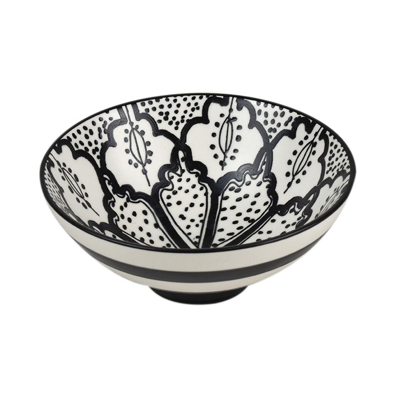 Assemble Aleah Ceramic Bowl 12x12x5cm Black/White