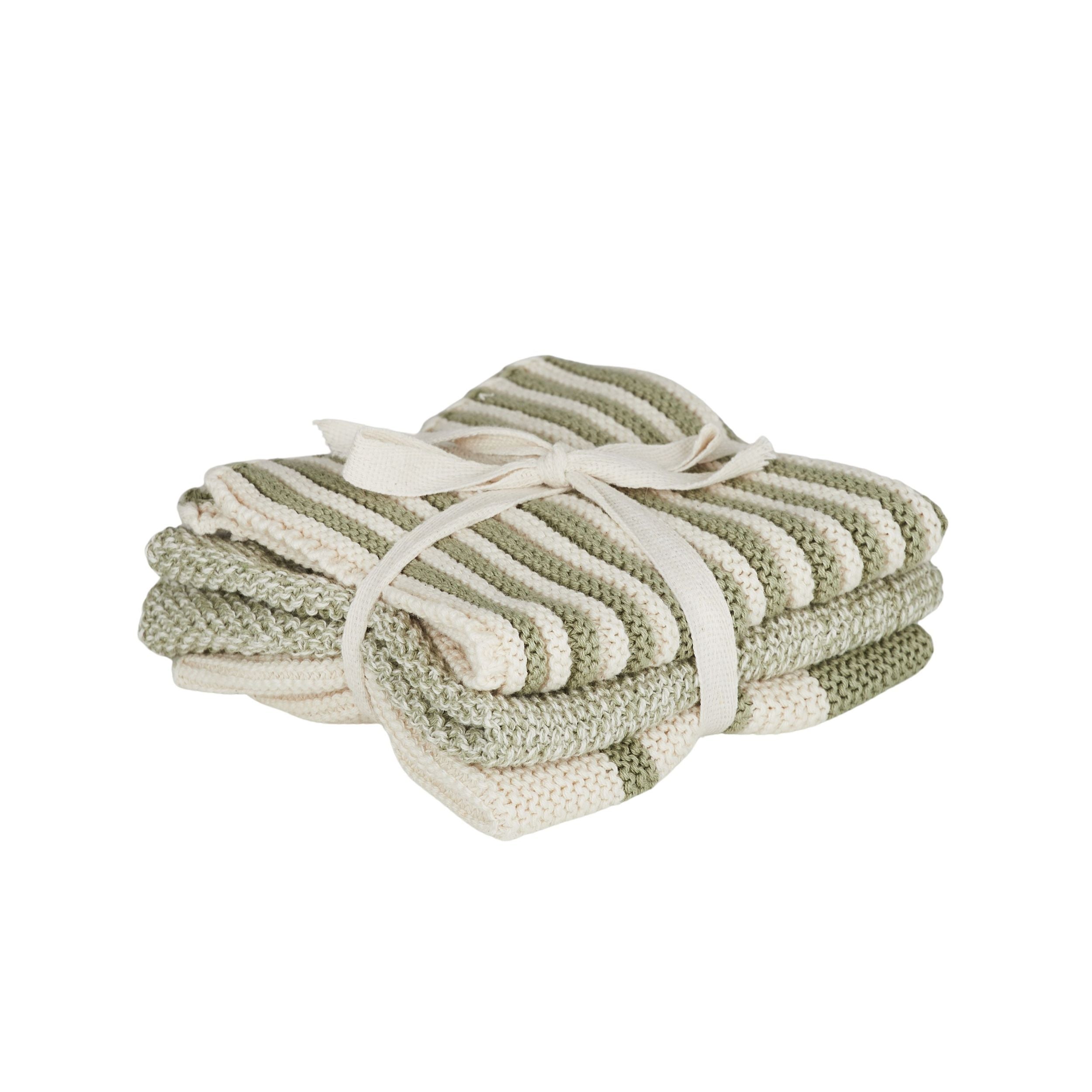Assemble Amy Set of 3 Cotton Knit Cloth Moss