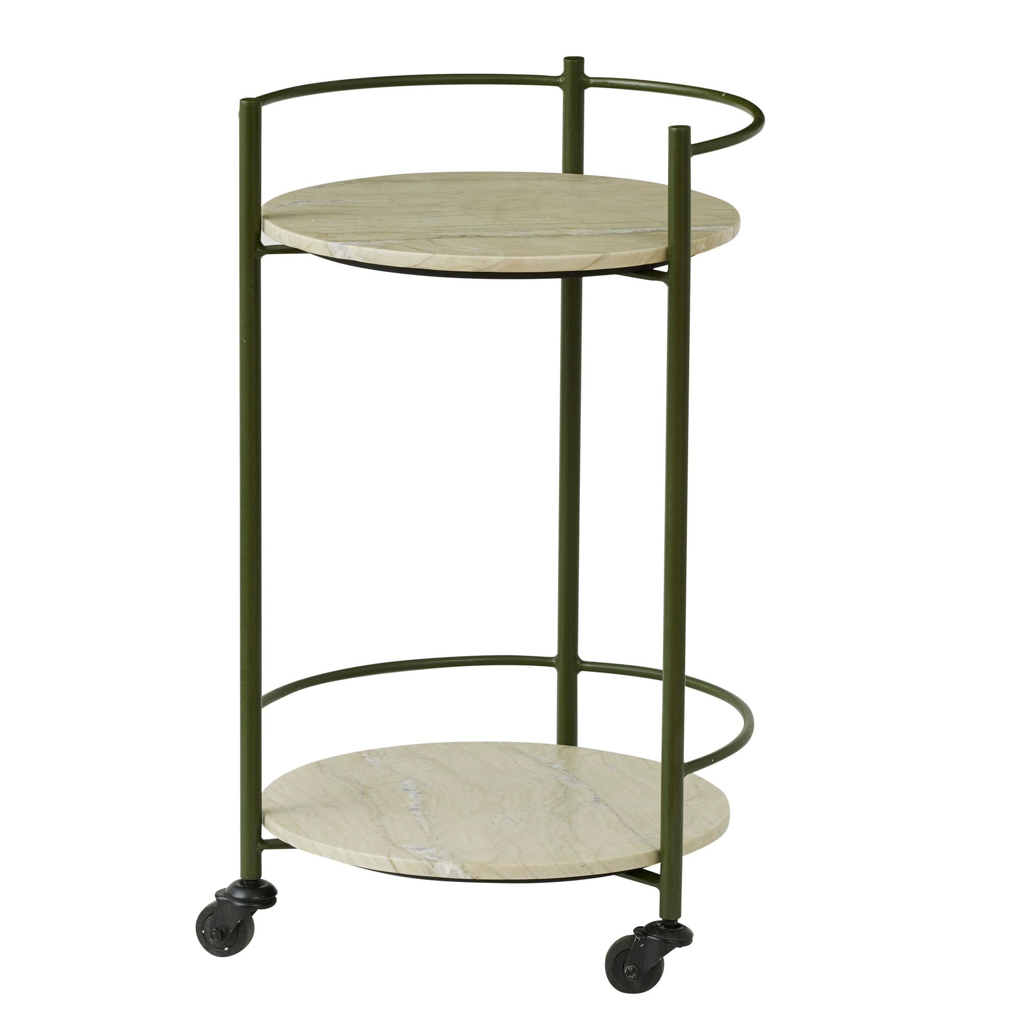 Coast To Coast Loren Marble/Metal Bar Cart Green