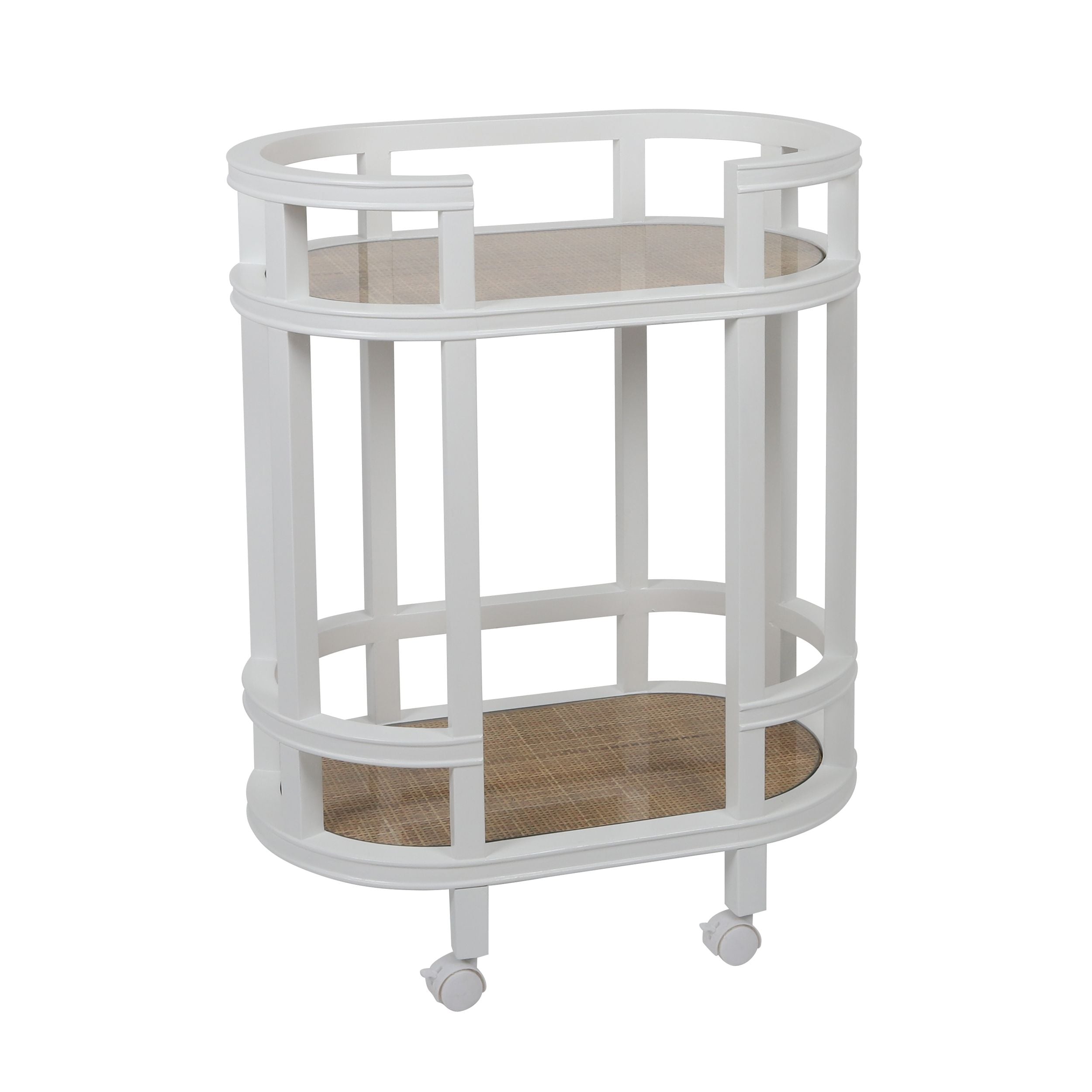 Coast To Coast Maui Wood/Rattan Bar Cart White