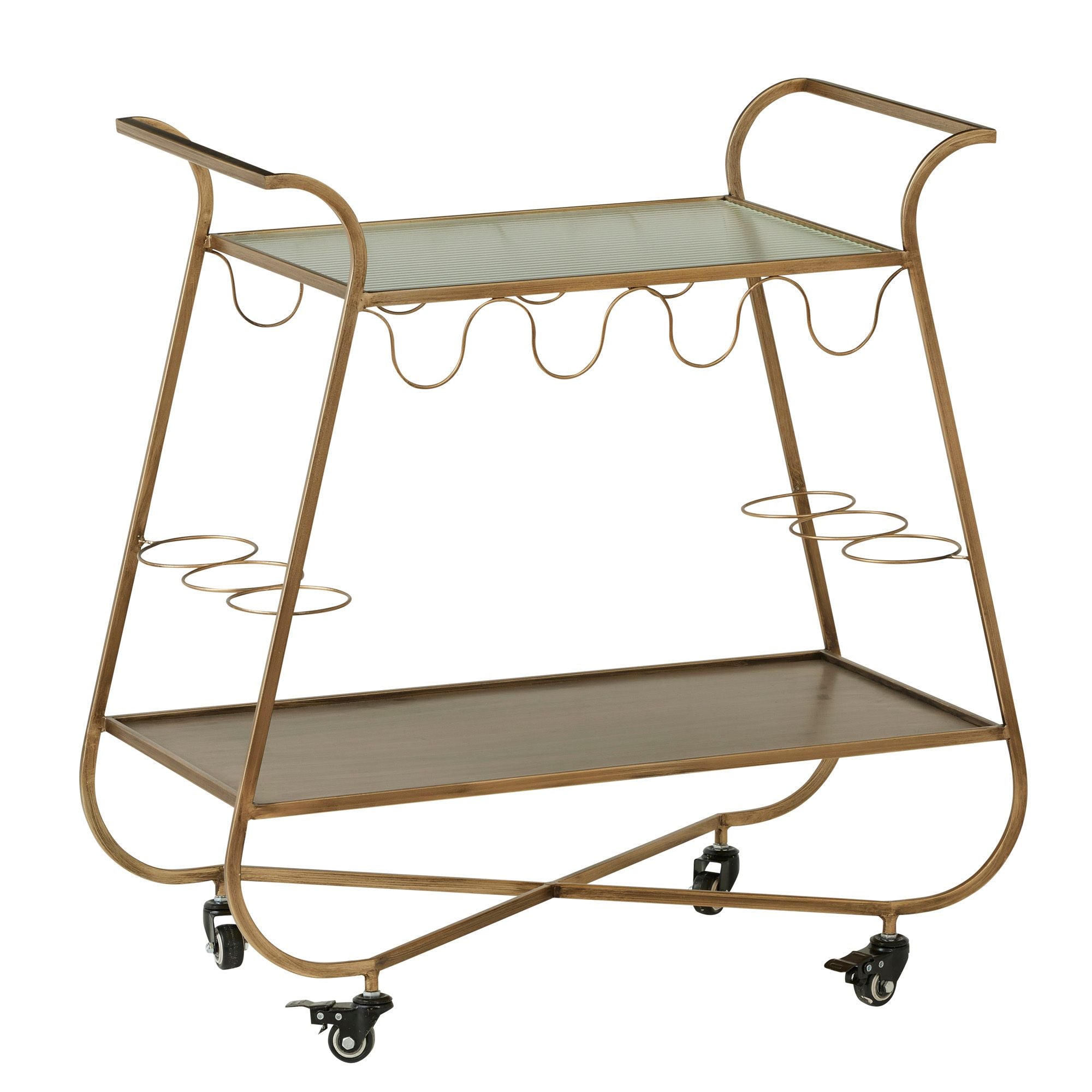 Coast To Coast Gracie Metal Bar Cart 75x35x75cm Gold