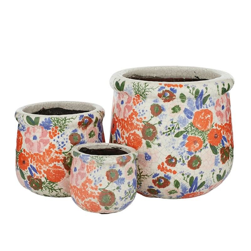 Life Botanic Fleur Set of 3 Ceramic Pots Multi