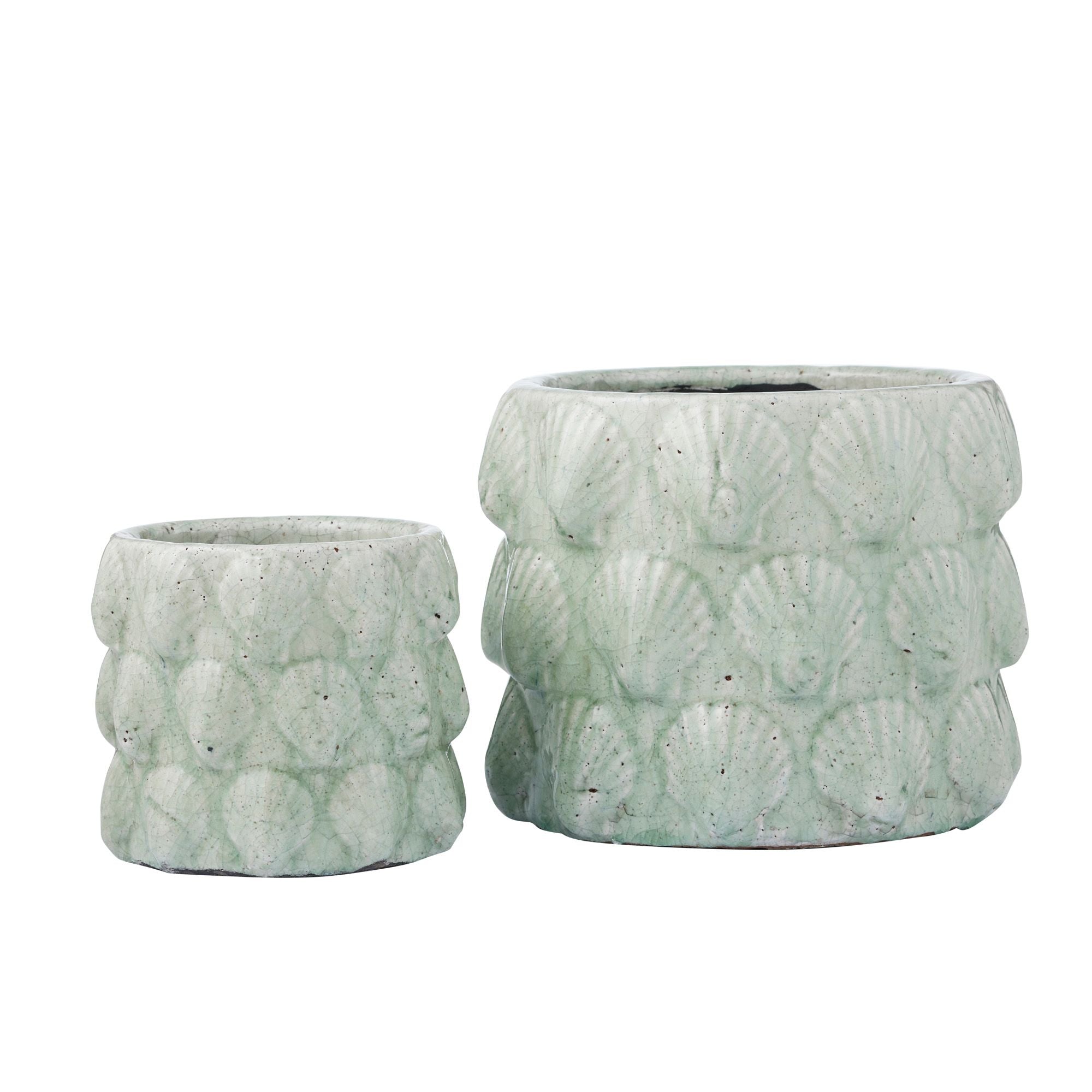 Life Botanic Conchiglia Set of 2 Ceramic Pots Mint