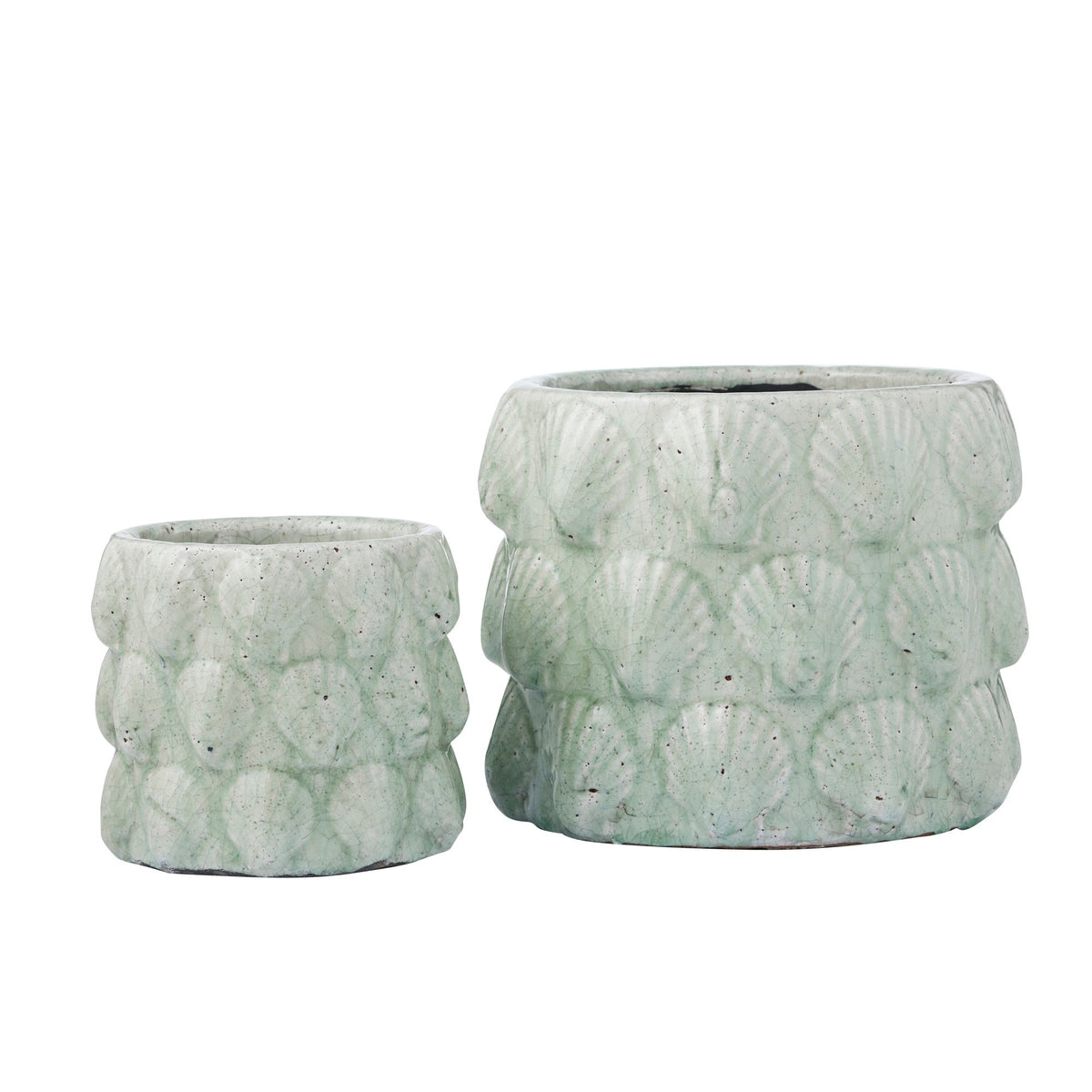 Life Botanic Conchiglia Set of 2 Ceramic Pots Mint