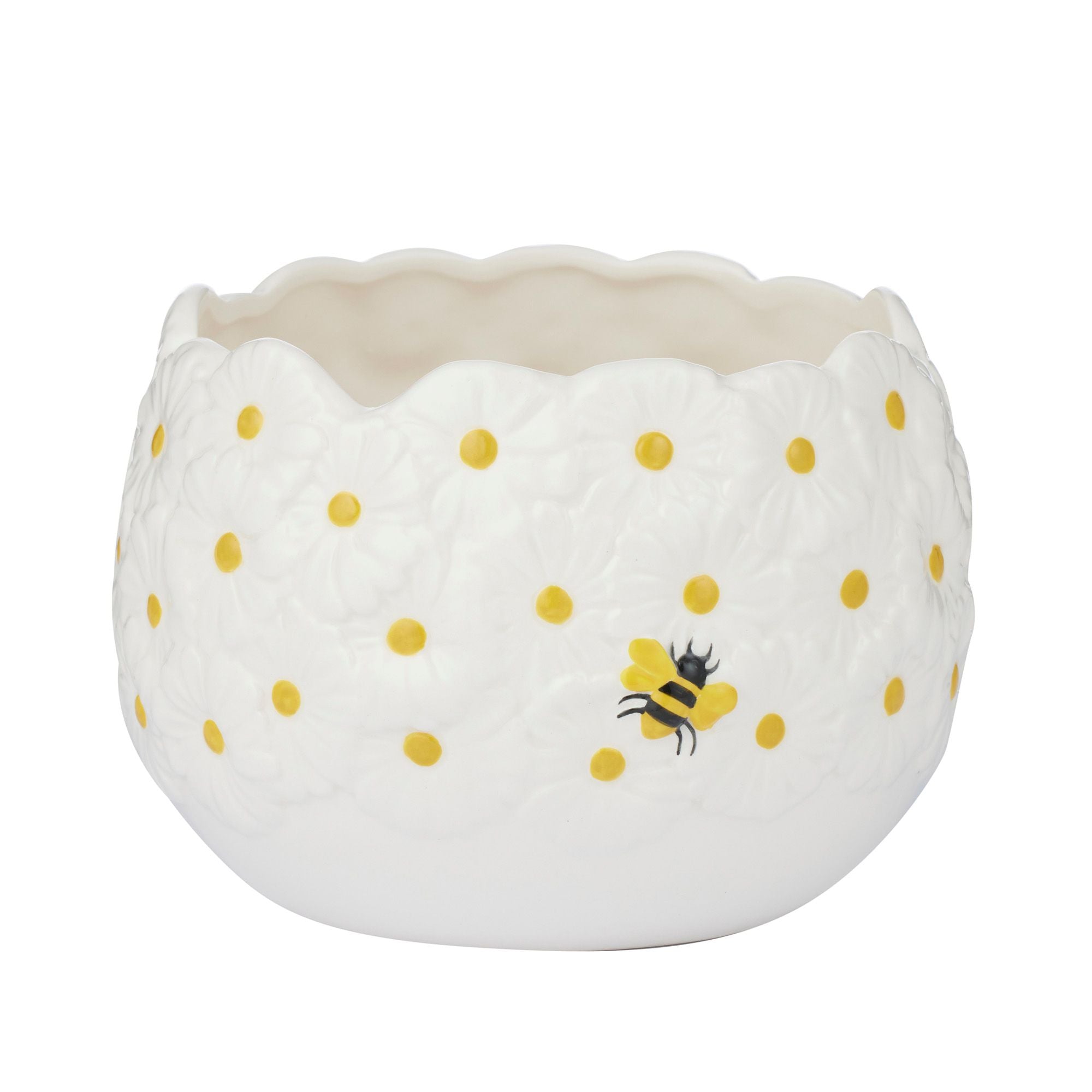Life Botanic Daisy Ceramic Pot White/Yellow
