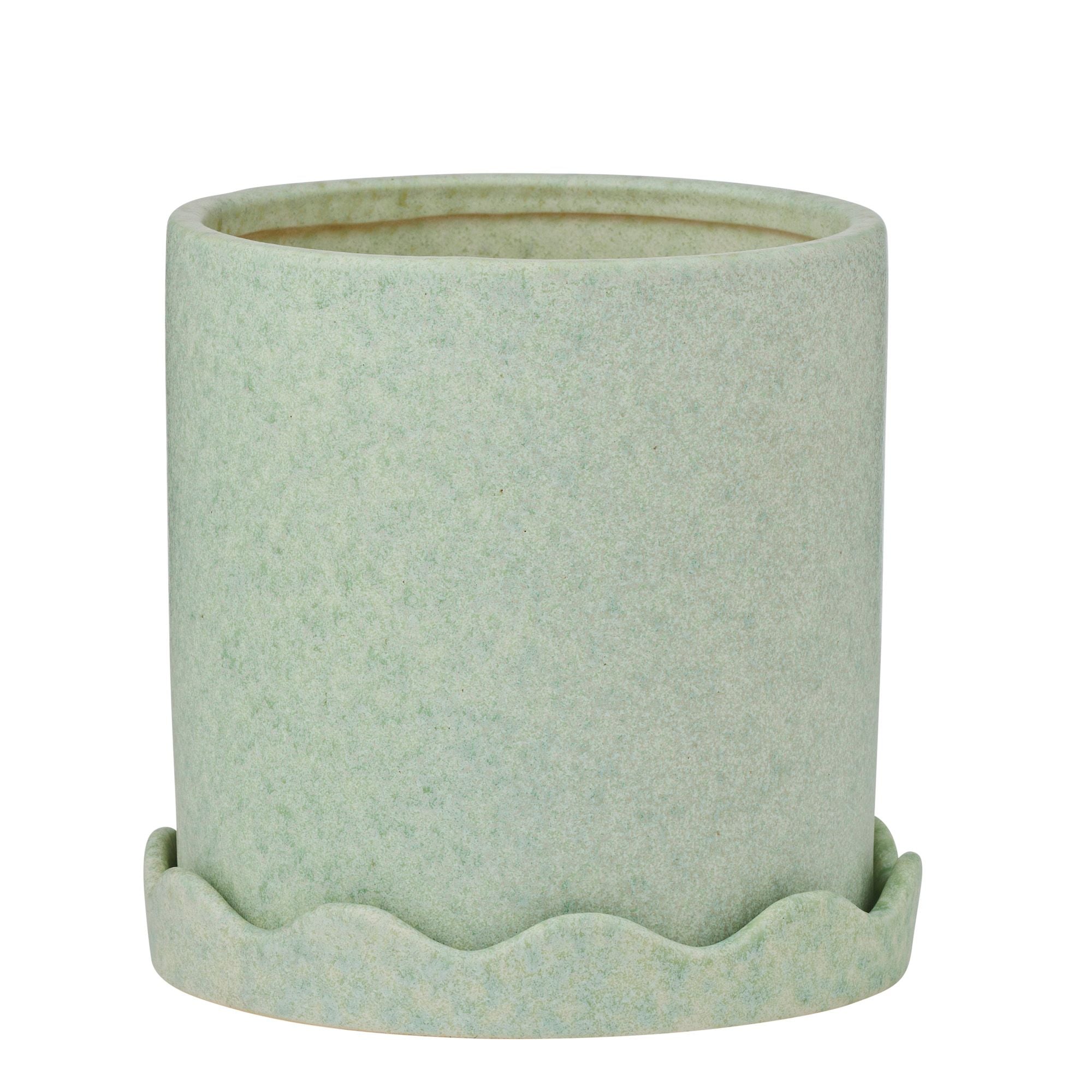 Life Botanic Macy Ceramic Pot with Saucer 20x21cm Seafoam