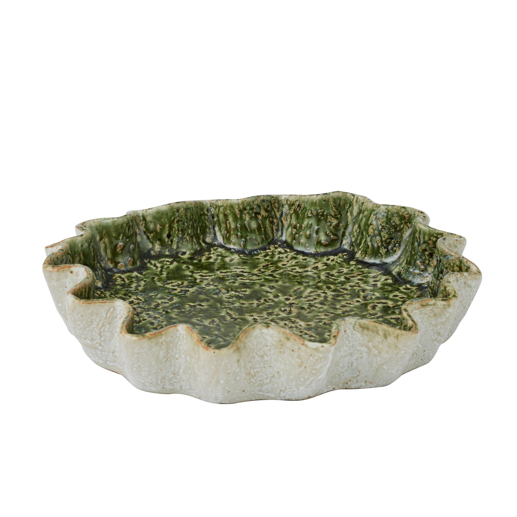 Assemble Urna Ceramic Dish 30x30x3.5cm Olive