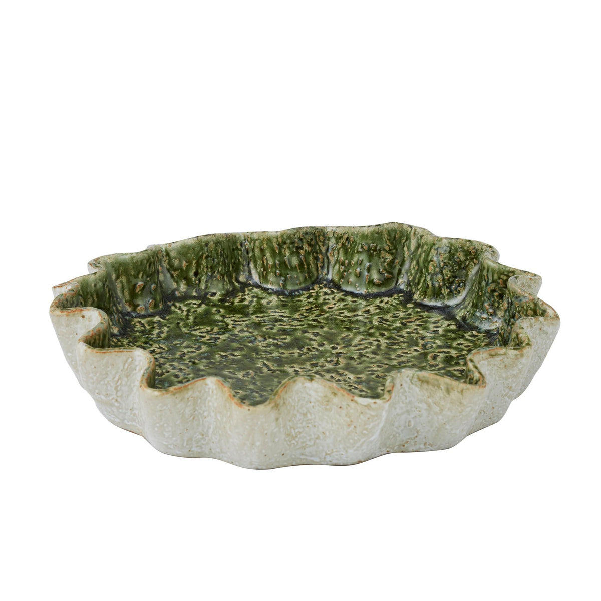 Assemble Urna Ceramic Dish 30x30x3.5cm Olive