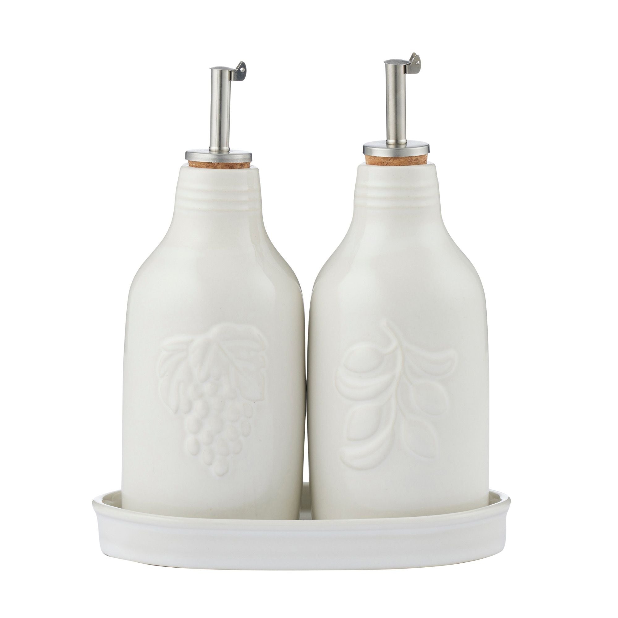 Assemble Olio/Aceto Set of 2 Bottles with Tray White