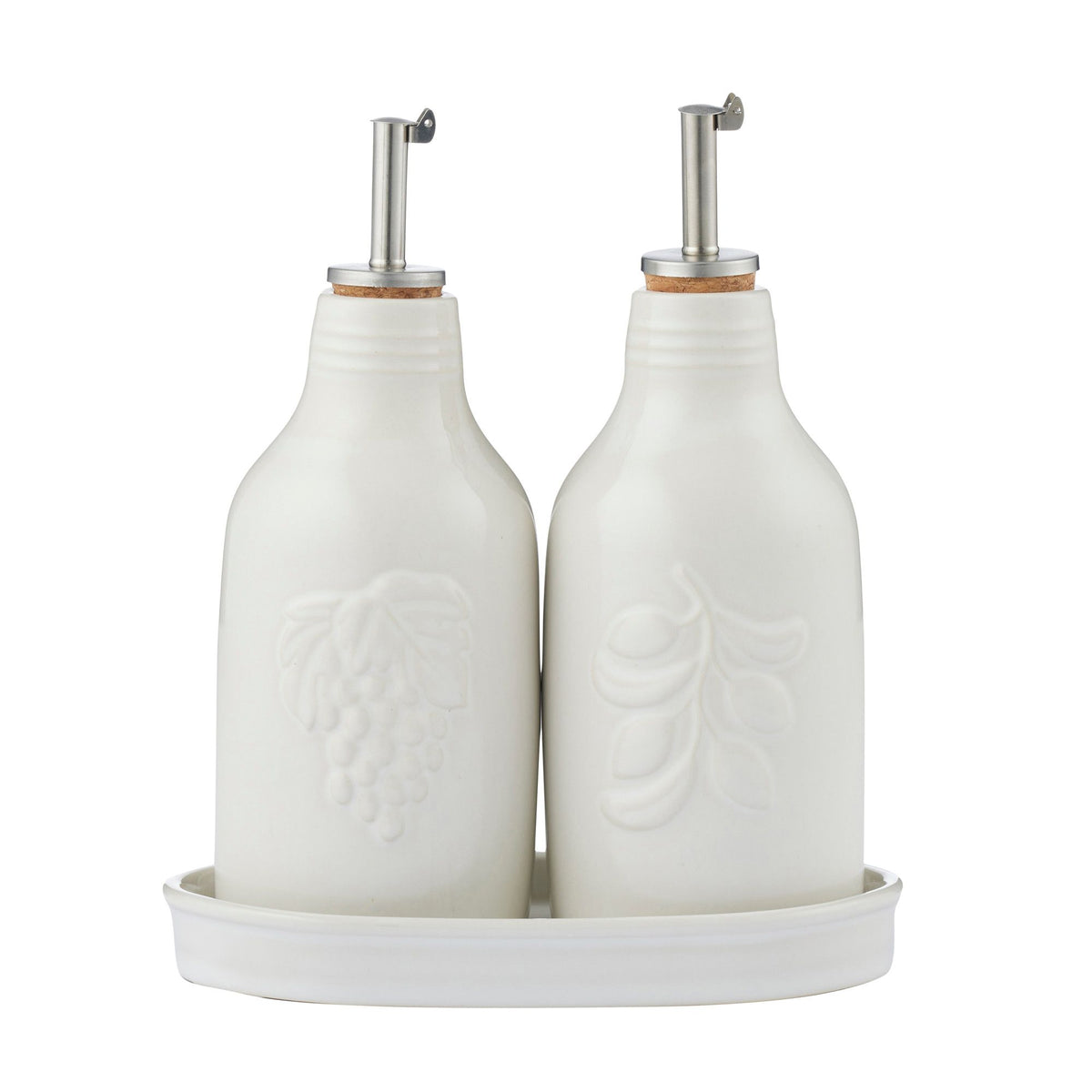 Assemble Olio/Aceto Set of 2 Bottles with Tray White