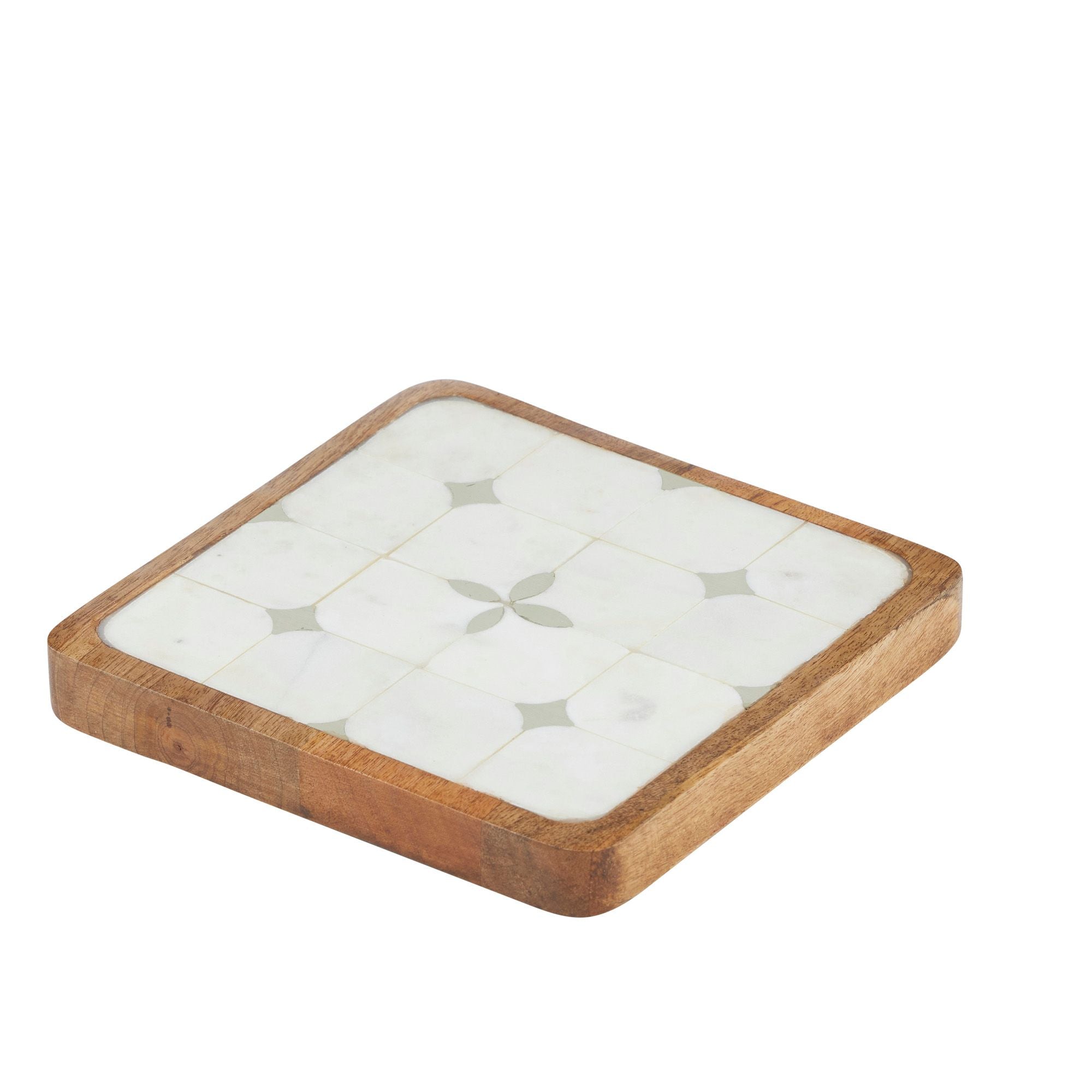 Assemble Laurel Marble/Wood Trivet