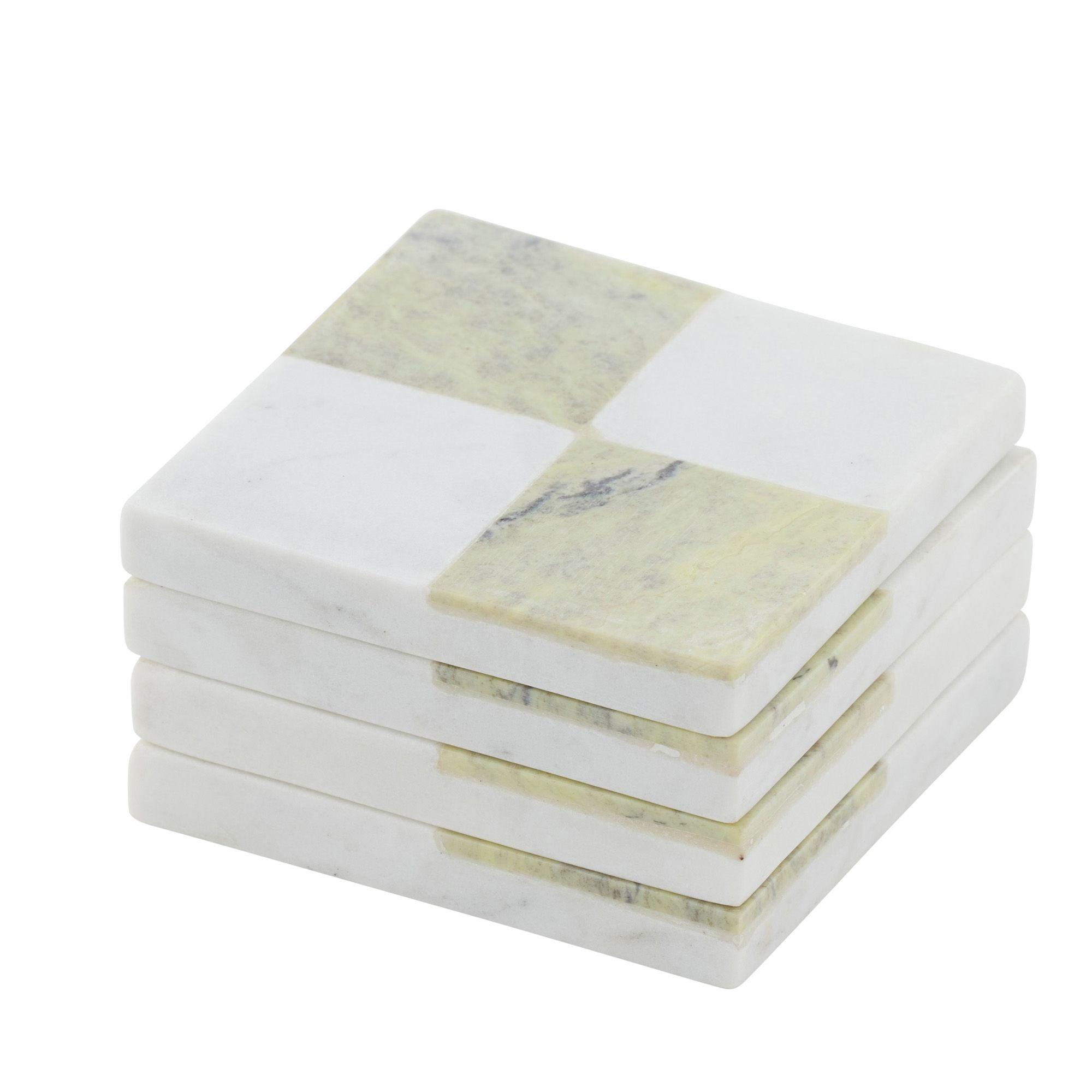 Assemble Quadrata Set of 4 Marble Coaster Green/White