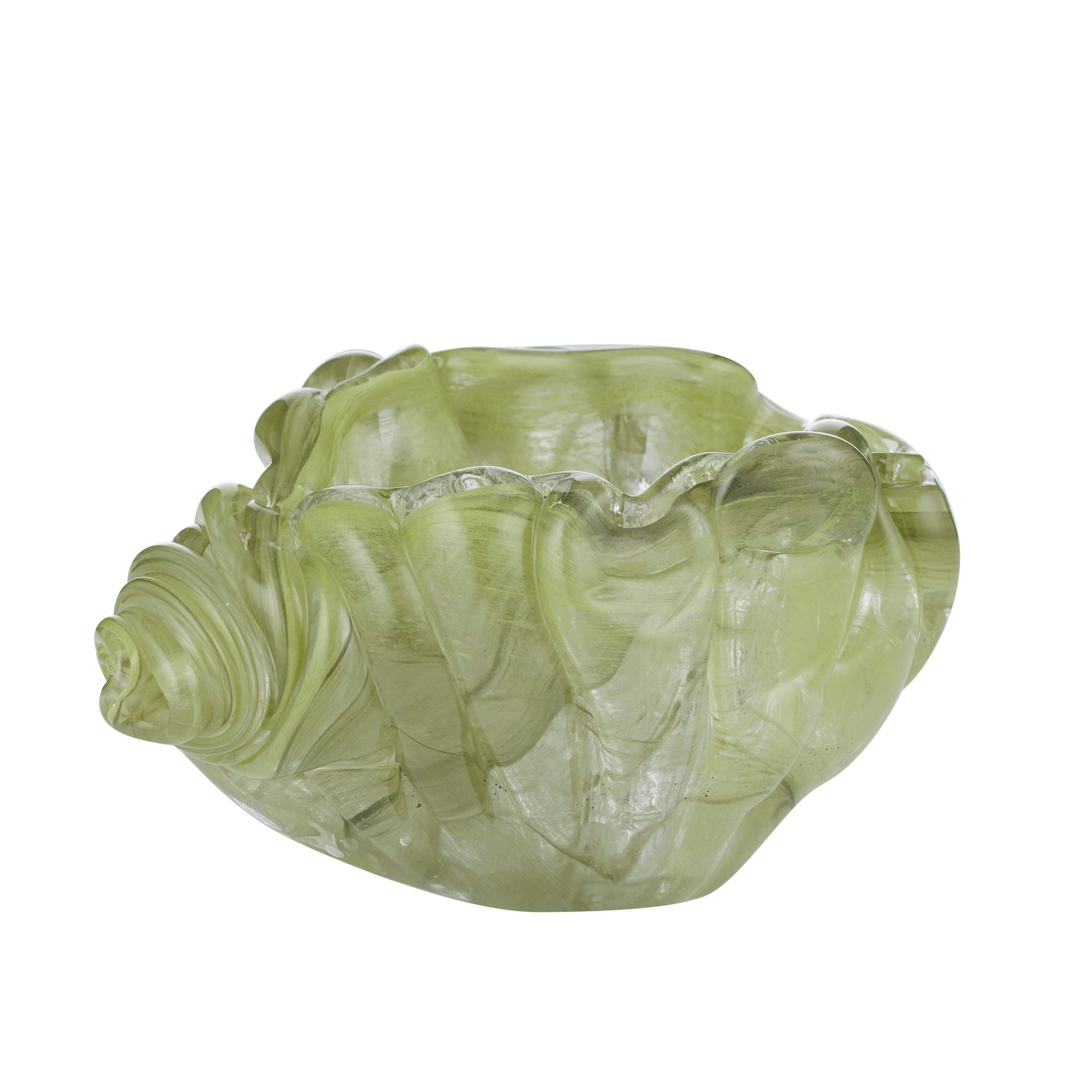 Coast To Coast Marcie Glass Shell Bowl Olive