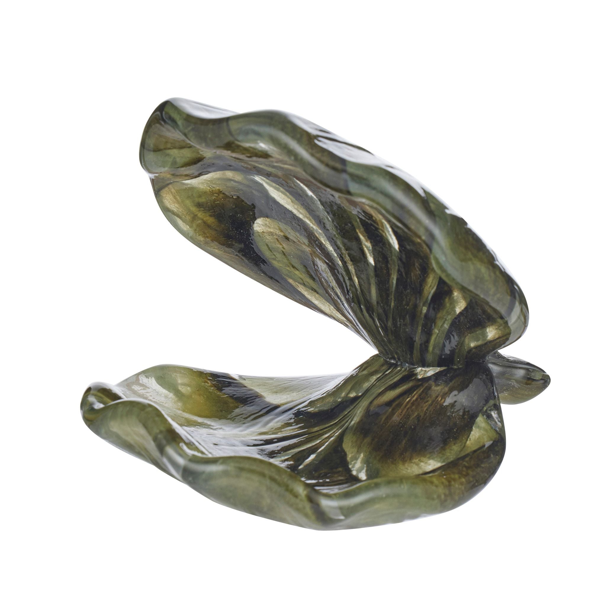 Coast To Coast Clam Glass Shell Sculpture Olive