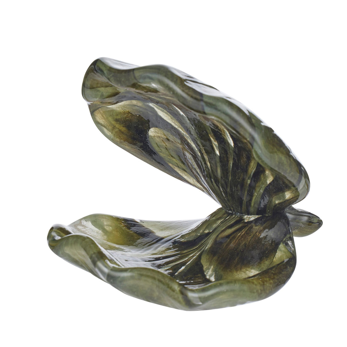 Coast To Coast Clam Glass Shell Sculpture Olive