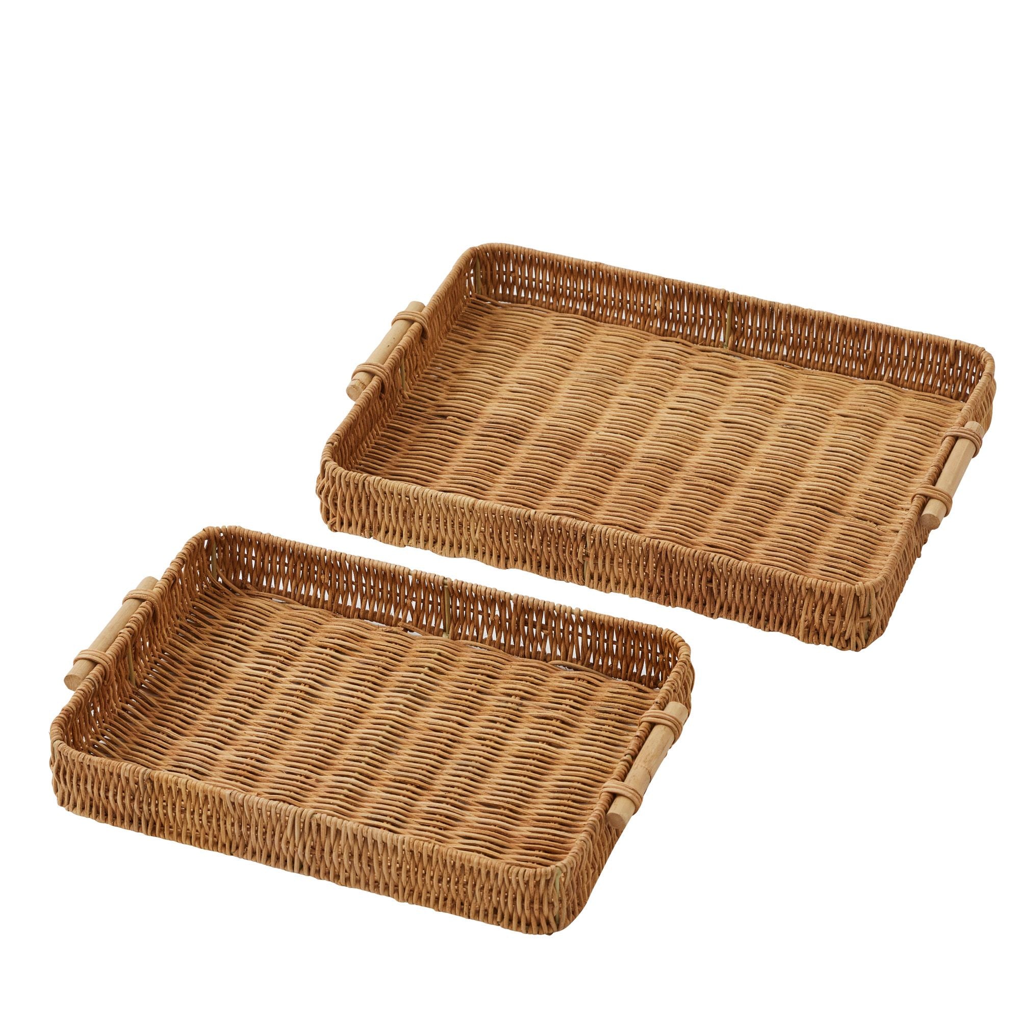 Coast To Coast Andes Set of 2 Rattan Rectangle Trays Natural