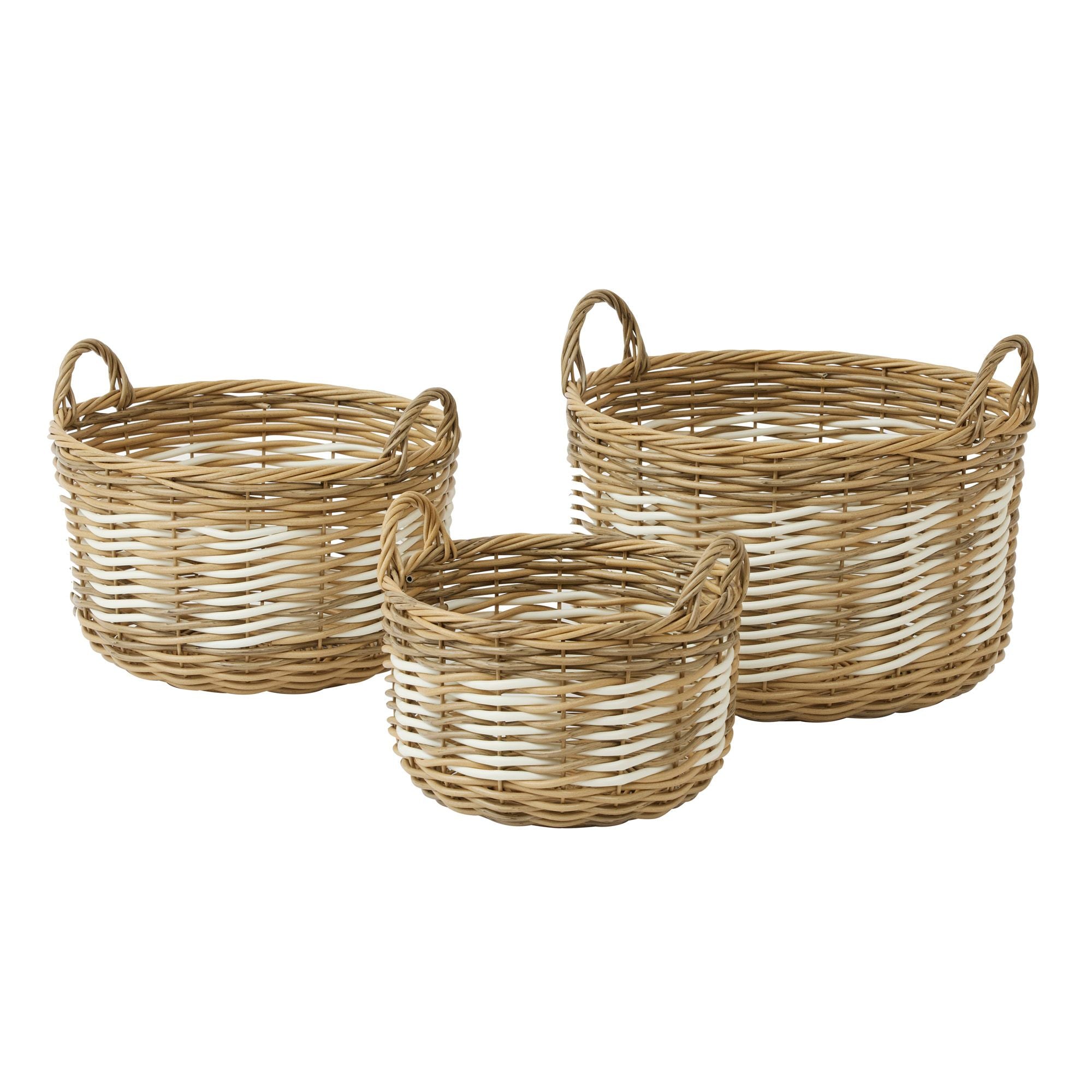 Coast To Coast Jacka Set of 3 PE Rattan Basket White