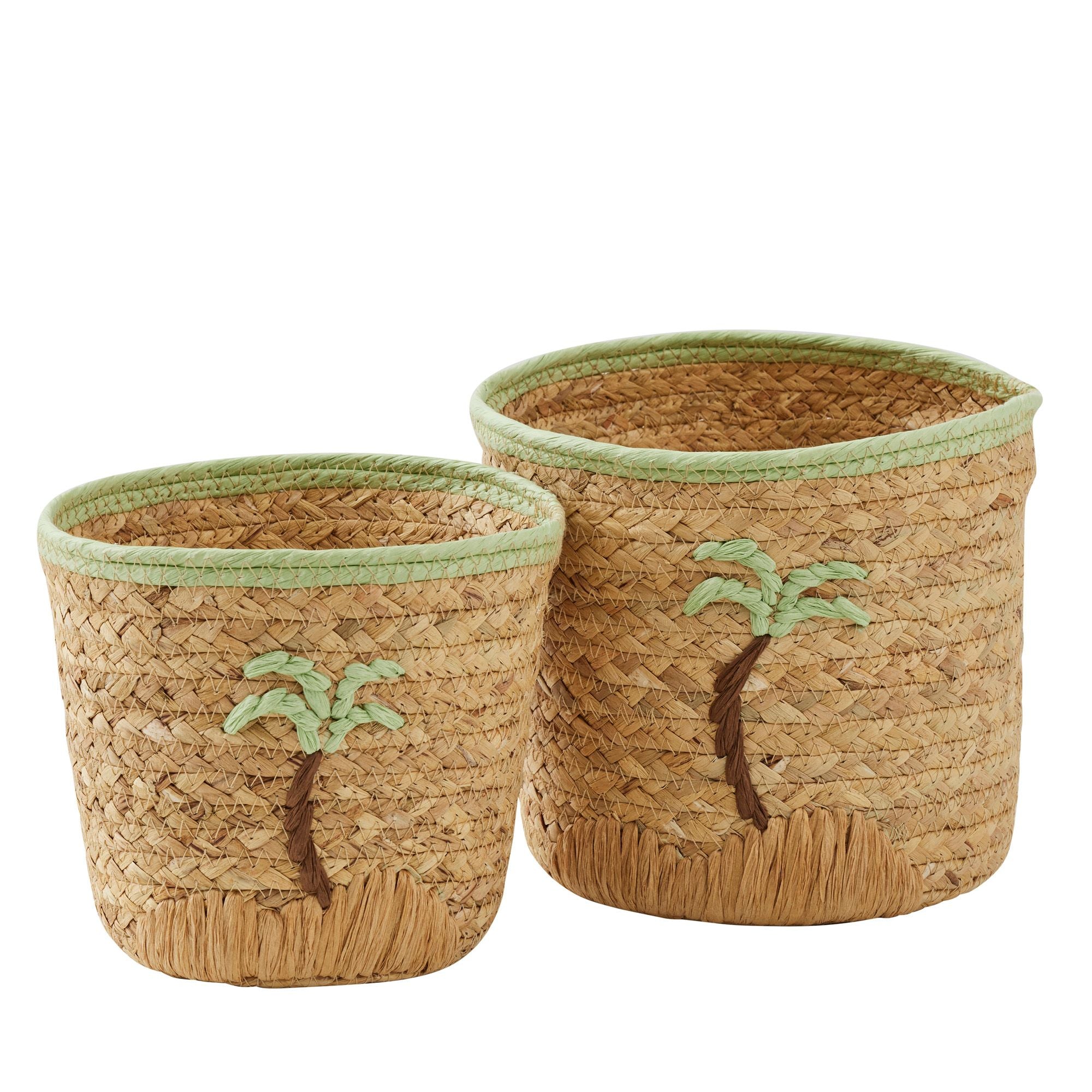 Coast To Coast Palm Set of 2 Seagrass Basket Natural/Green