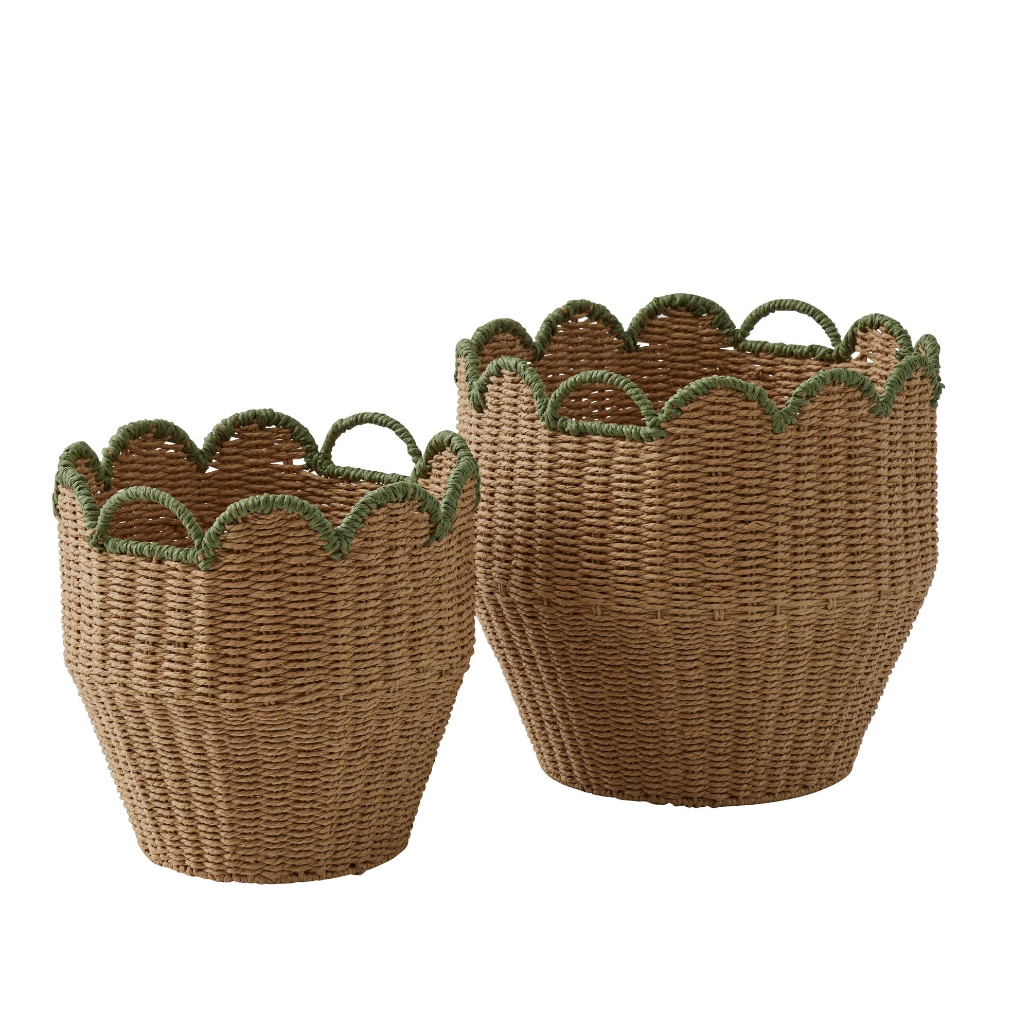 Coast To Coast Martha Set of 2 Paper Basket Natural/Green