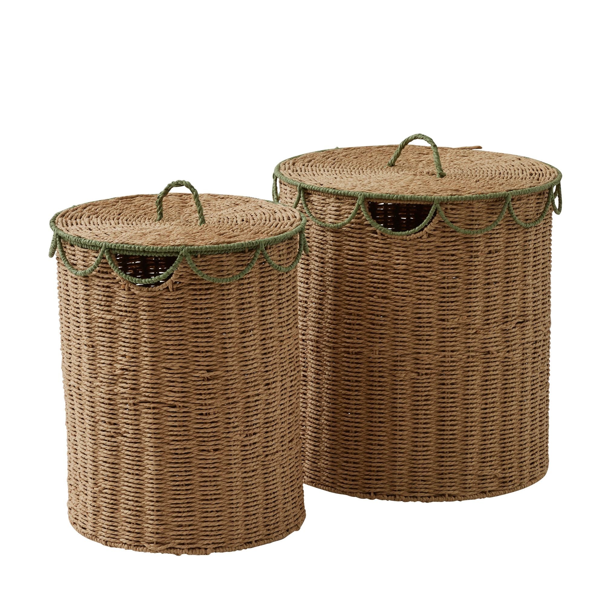 Coast To Coast Martha Set of 2 Paper Hamper Natural/Green