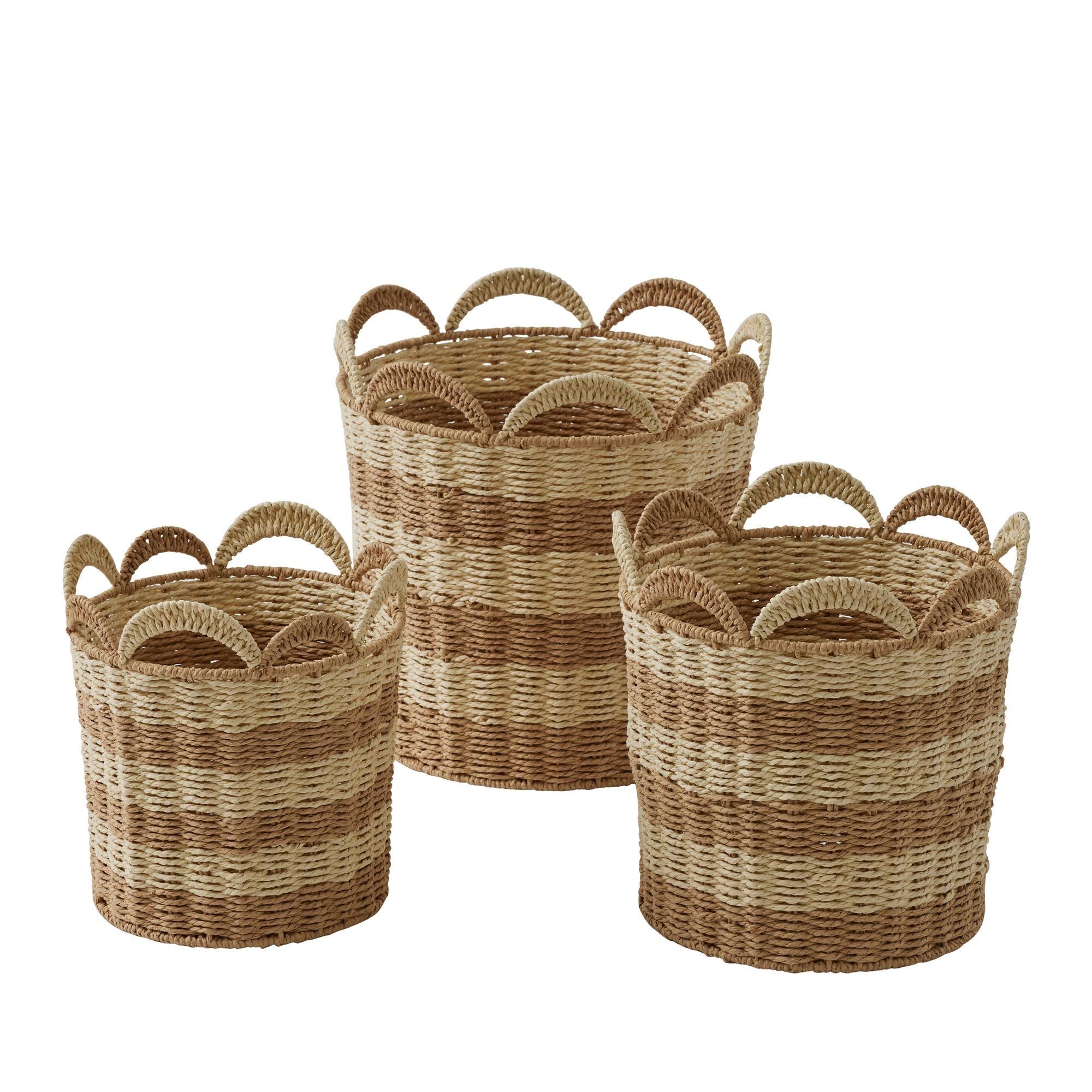Coast To Coast Leo Set of 3 Paper Round Basket Natural/White