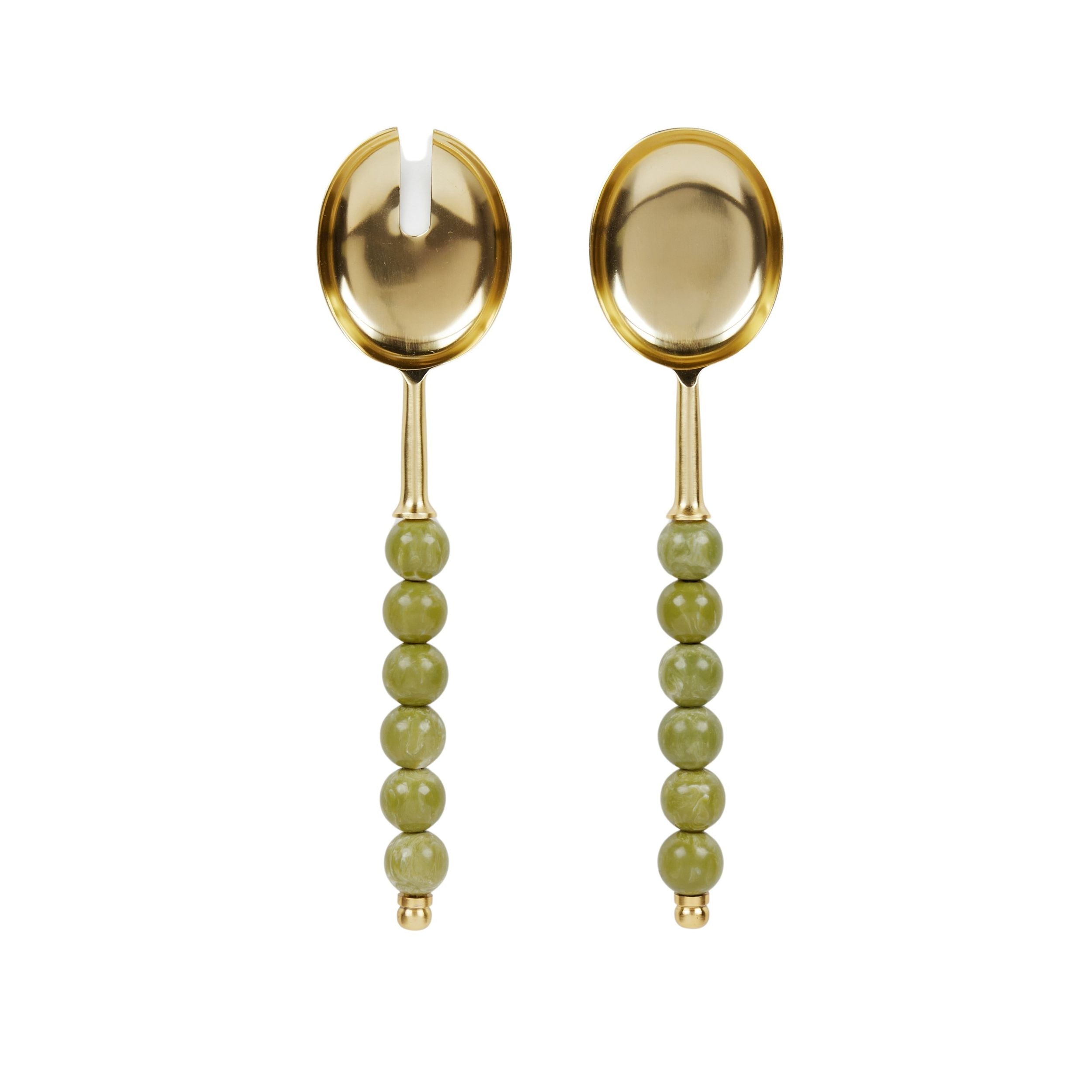 Assemble Amalia Set of 2 Stainless Steel/Resin Server Olive