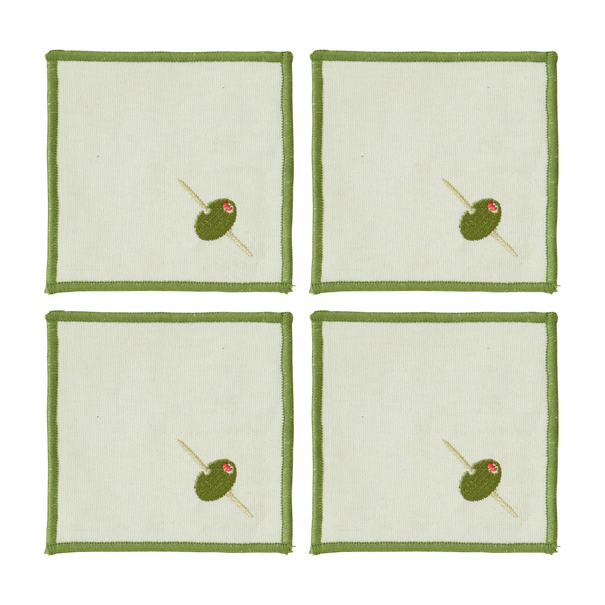 Assemble Olive Set of 4 Cotton Embossed Coaster