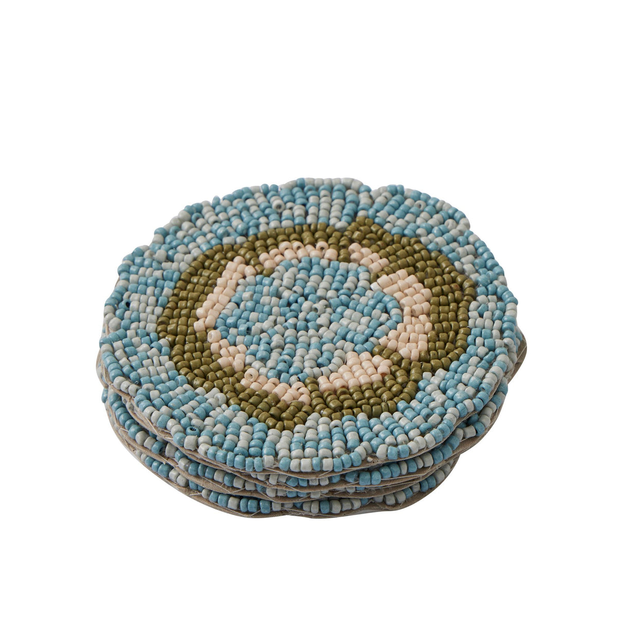 Assemble Beth Set of 4 Beaded Coasters Blue/Green