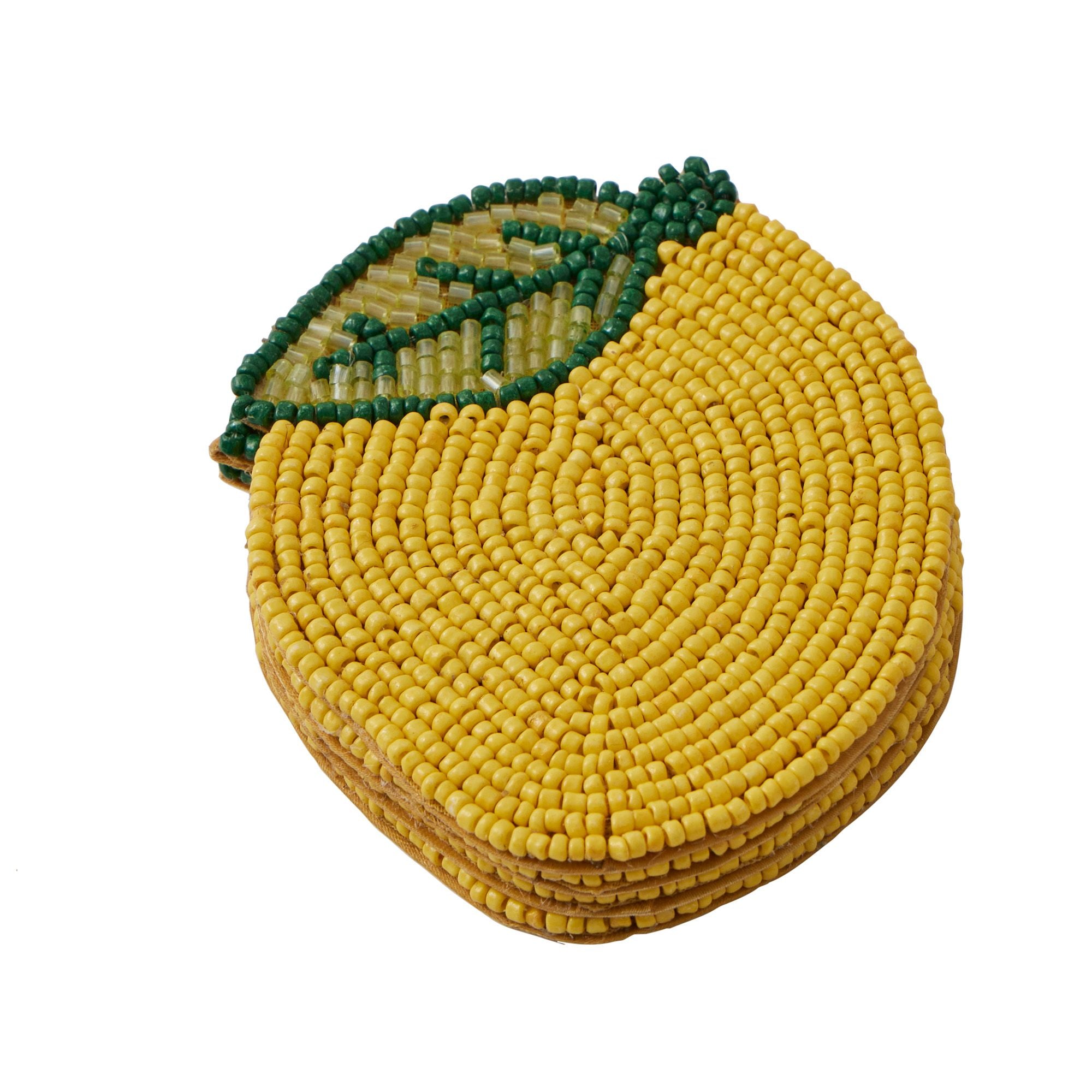 Assemble Citron Set of 4 Beaded Coasters Yellow